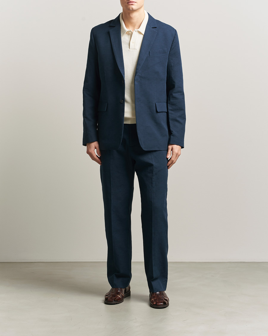 Men | Blazers | Palmes | Single Breasted Cotton Blazer Navy