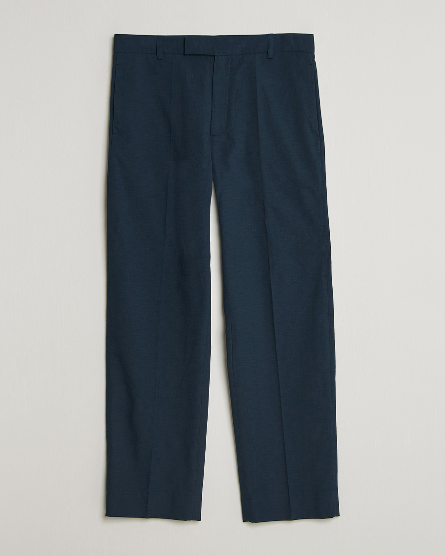Men | Trousers | Palmes | Pleated Cotton Trousers Navy