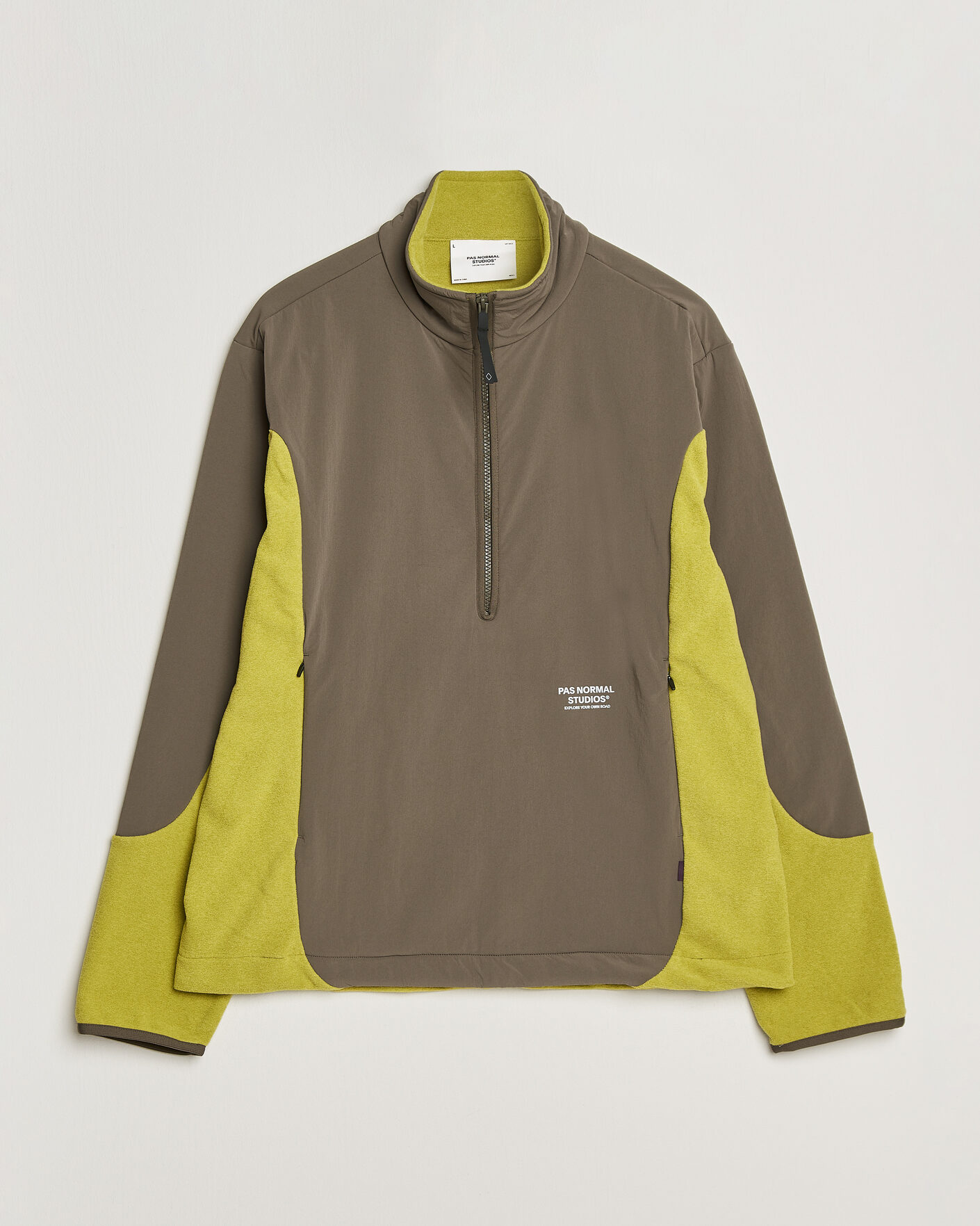 Pas Normal Studios Off Race Light Fleece Half Zip Moss Green at