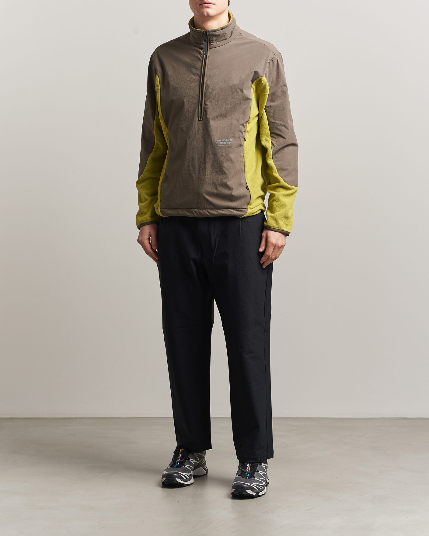 Pas Normal Studios Off Race Light Fleece Half Zip Moss Green at