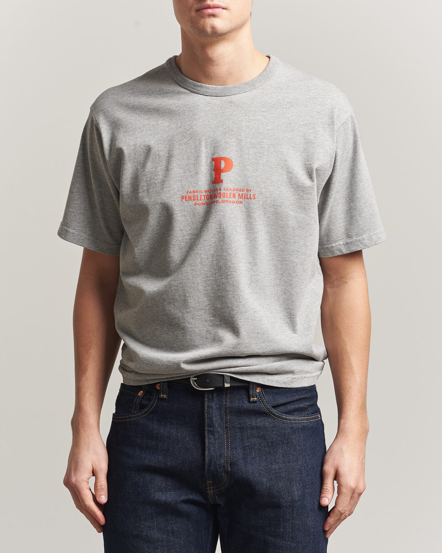 Men | T-Shirts | Pendleton | Heavyweight P Tee Ash Heather Grey