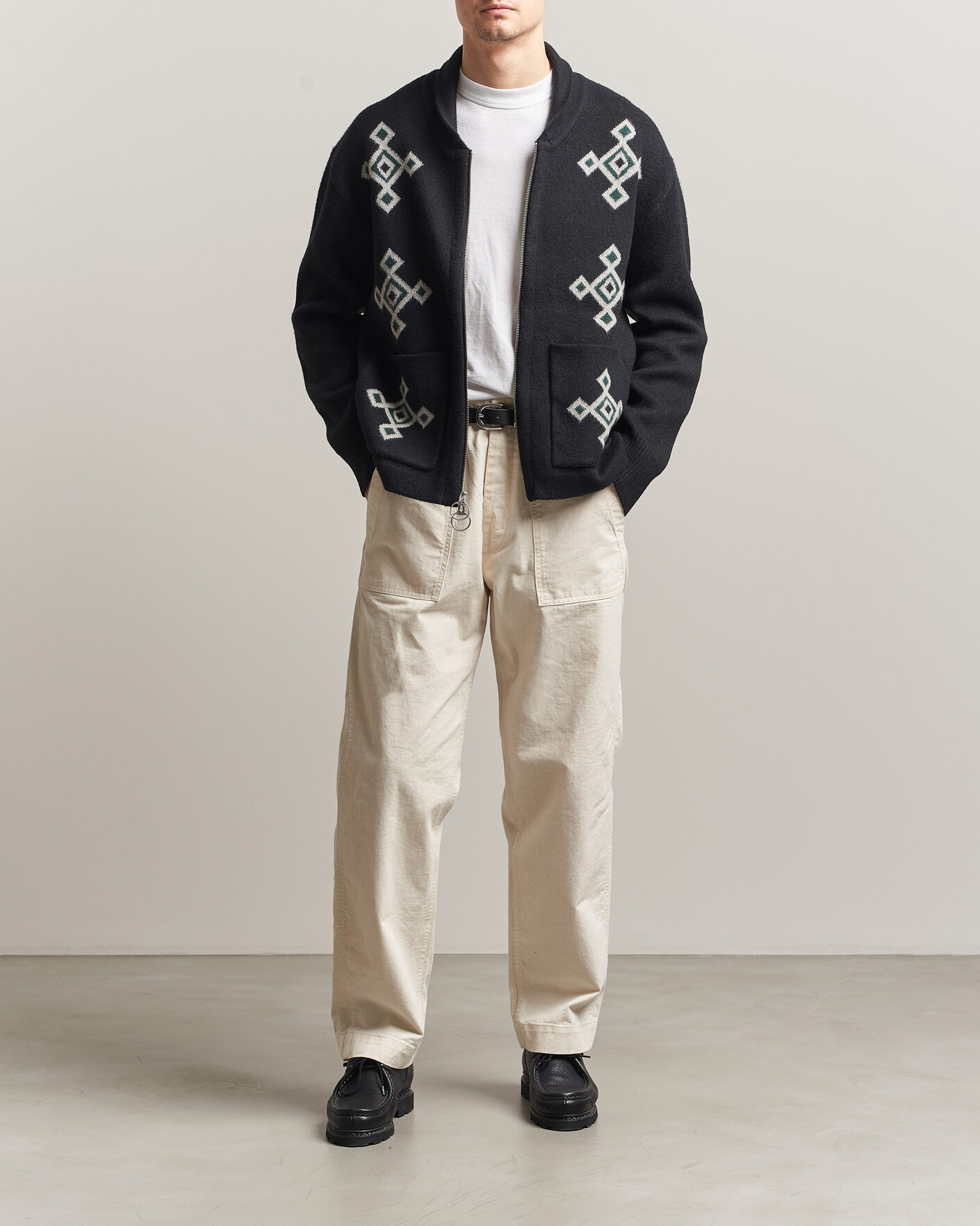 Pendleton Jacquard Motif Zip Cardigan Midnight at CareOfCarl.com
