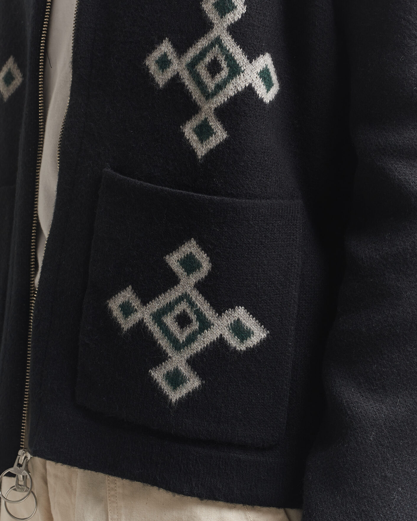 Pendleton Jacquard Motif Zip Cardigan Midnight at CareOfCarl.com