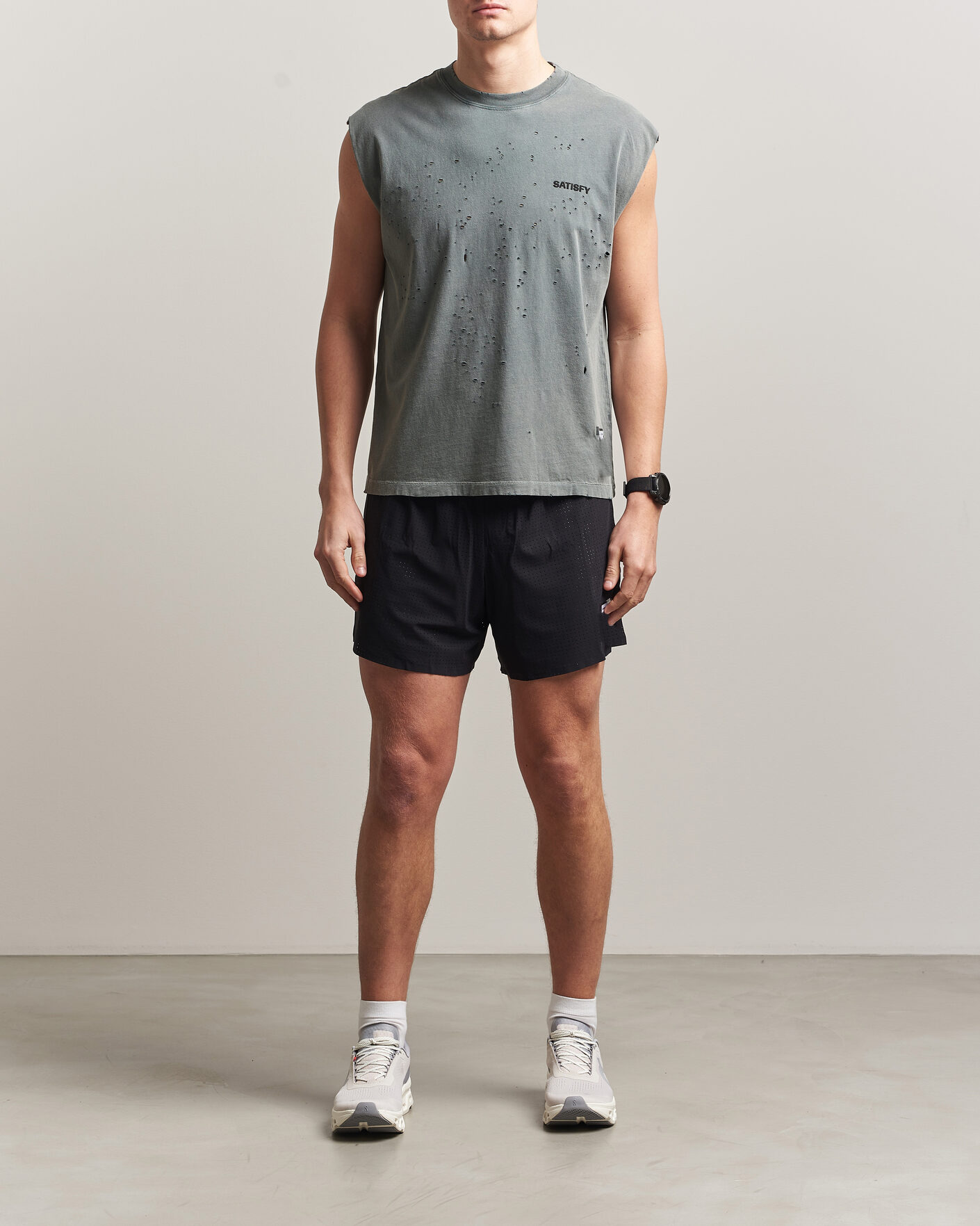 Men | T-Shirts | Satisfy | MothTech Muscle Tee Faded Black