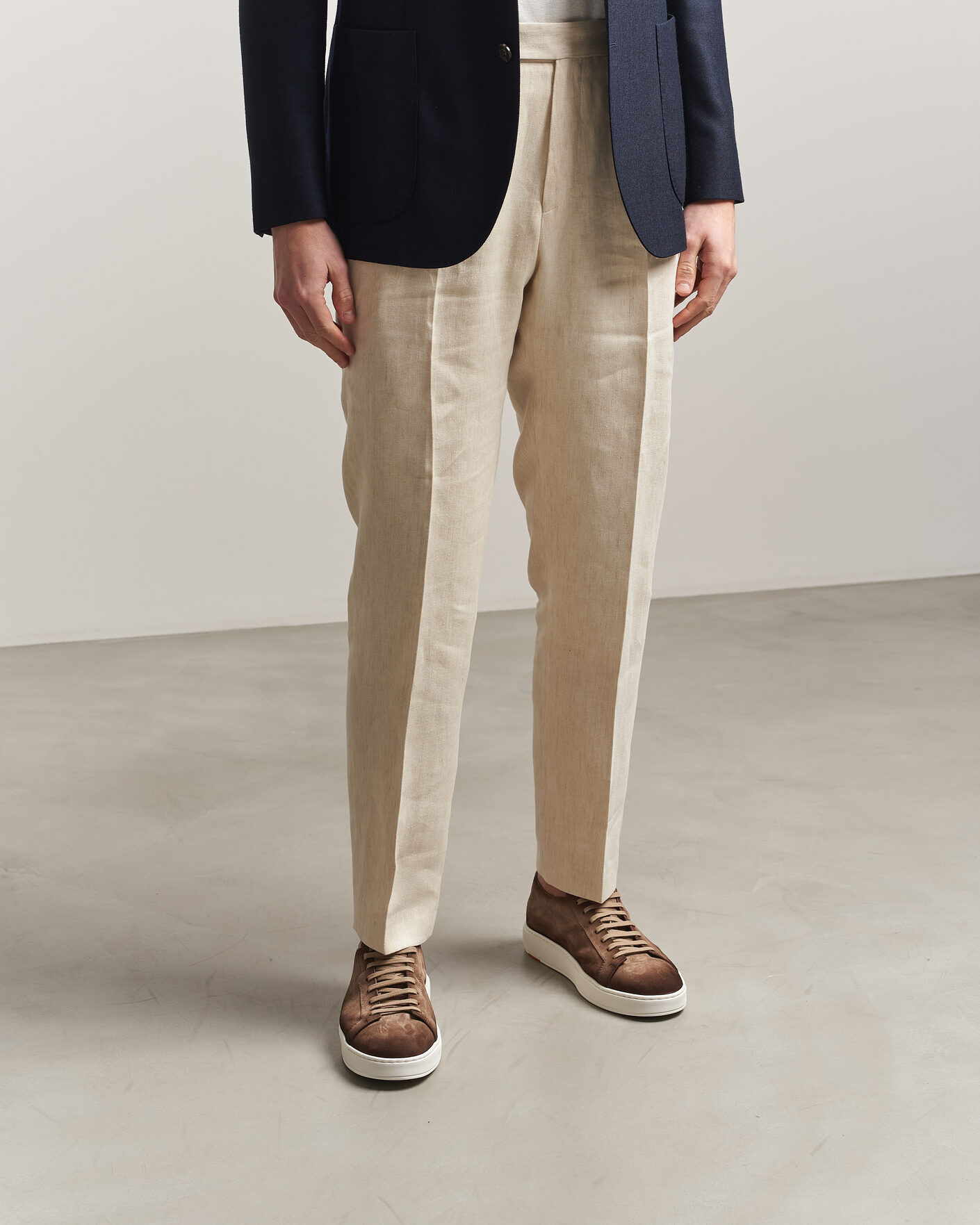 Men | Sneakers | Santoni | Cleanic Silk Suede Sneakers Dark Brown