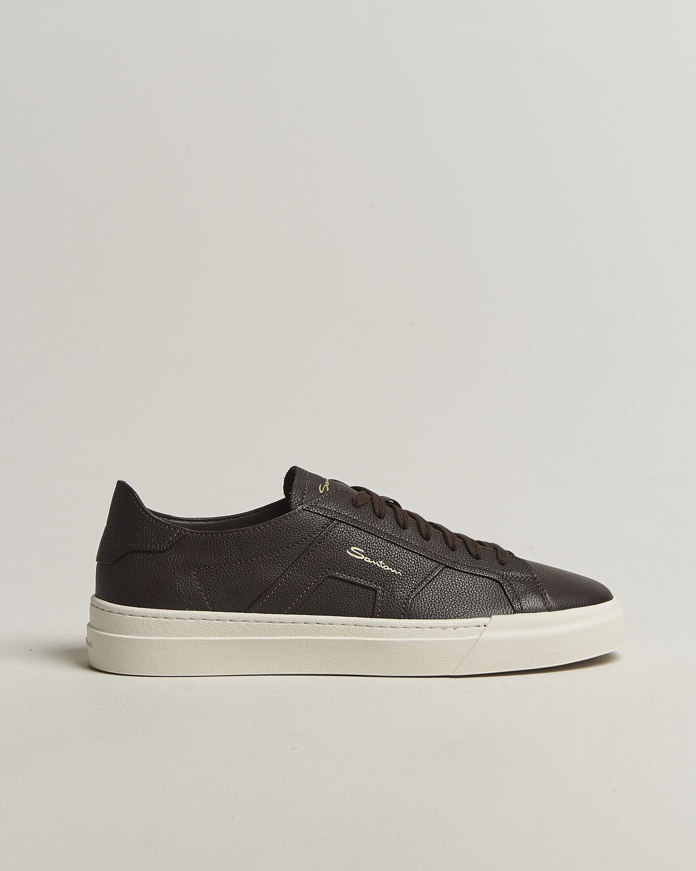 Men | Sneakers | Santoni | Double Buckle Sneakers Dark Brown Calf