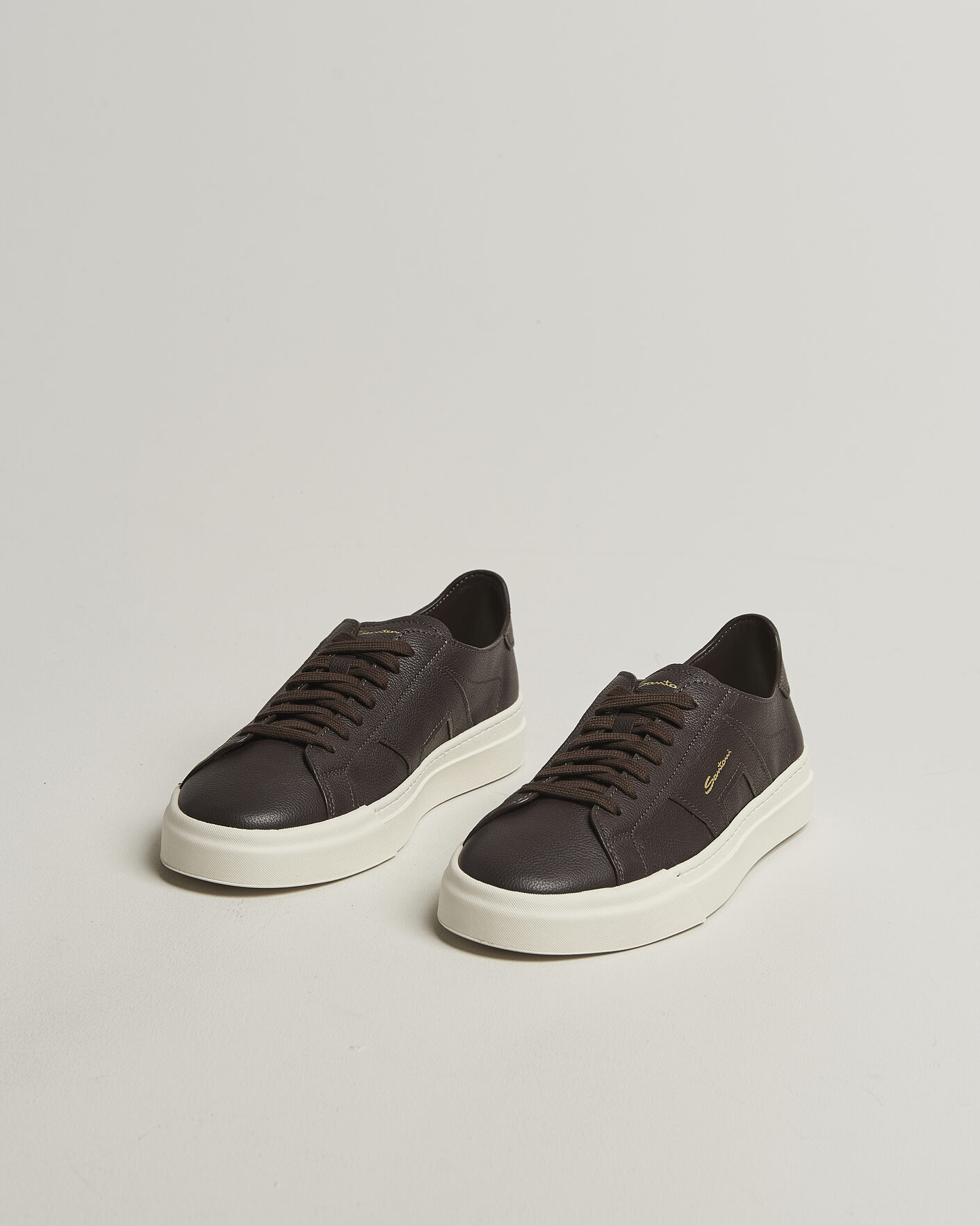 Men | Sneakers | Santoni | Double Buckle Sneakers Dark Brown Calf