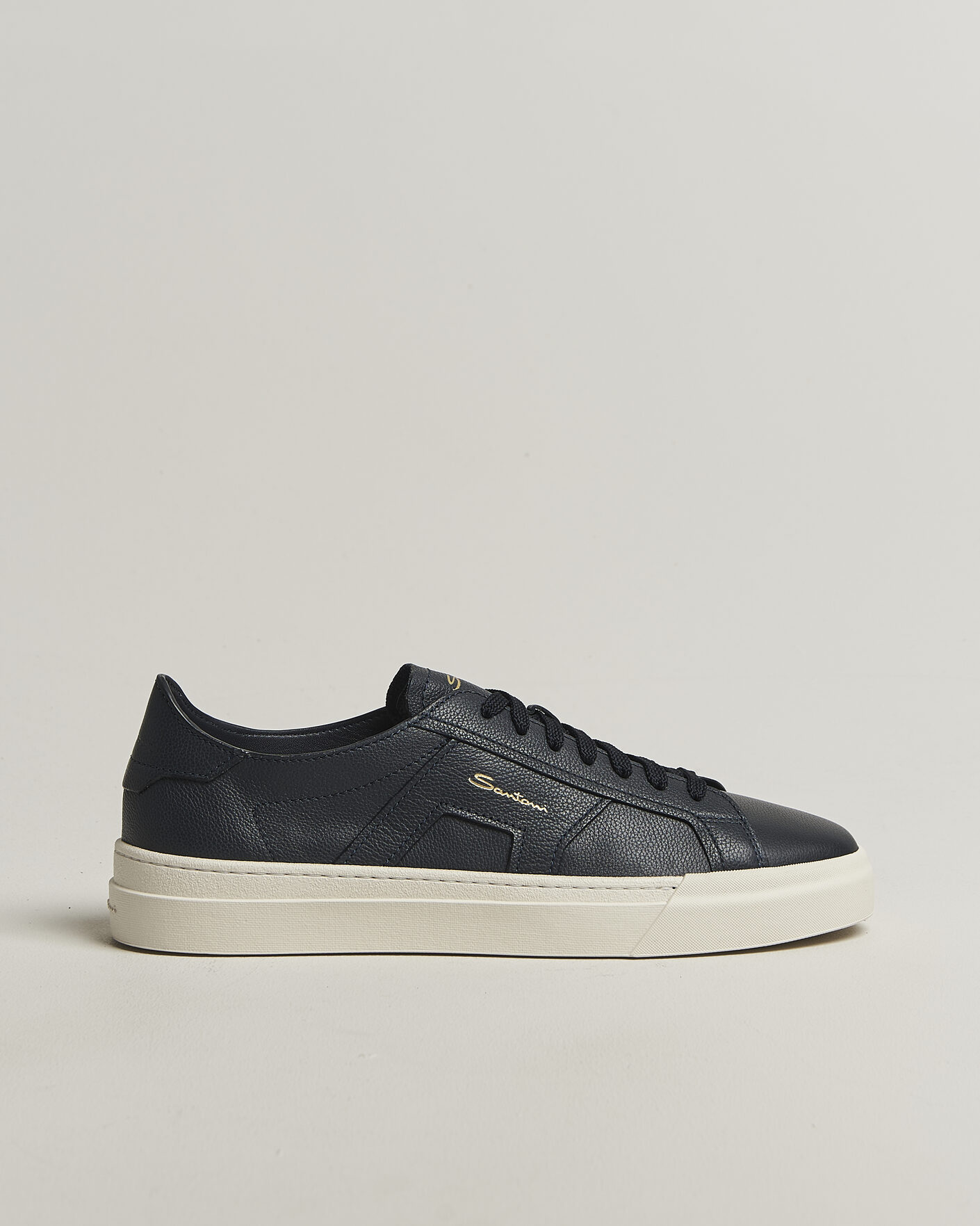 Men | Sneakers | Santoni | Double Buckle Sneakers Navy Calf