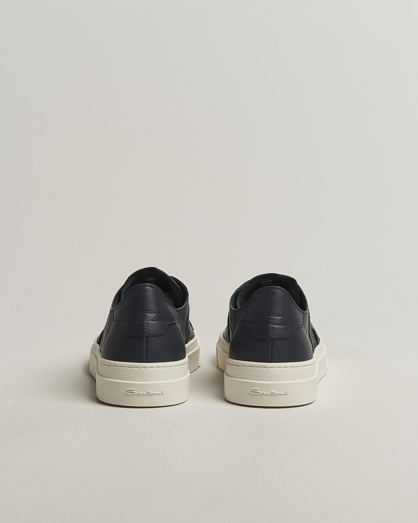 Men | Sneakers | Santoni | Double Buckle Sneakers Navy Calf