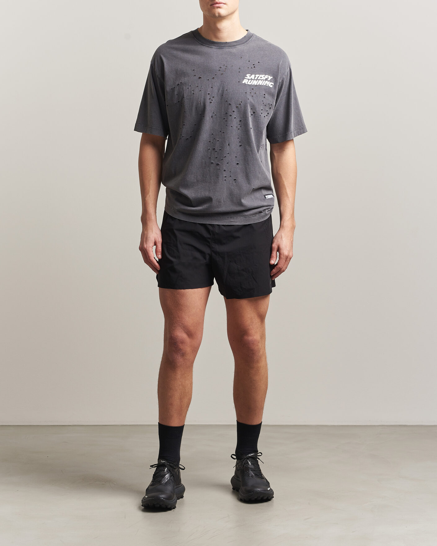Satisfy MothTech Small Logo T-Shirt Aged Black at CareOfCarl.com