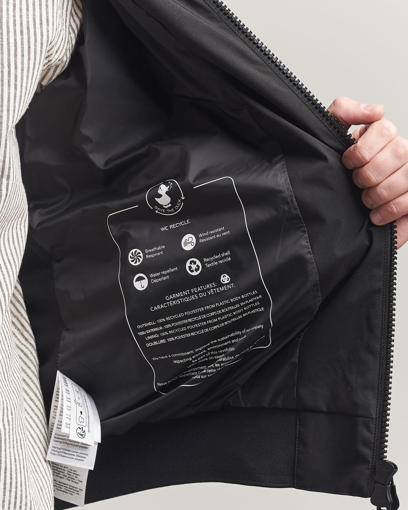 Men | Coats & Jackets | Save The Duck | Finlay Nylon Harrington Jacket Black