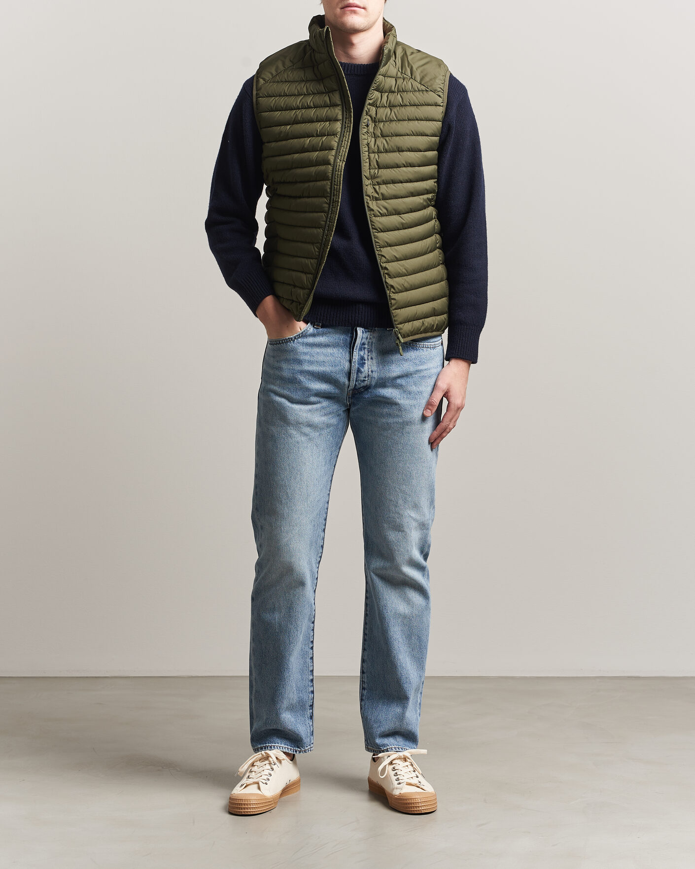 Men | Gilets | Save The Duck | Dave Lightweight Padded Vest Snake Green