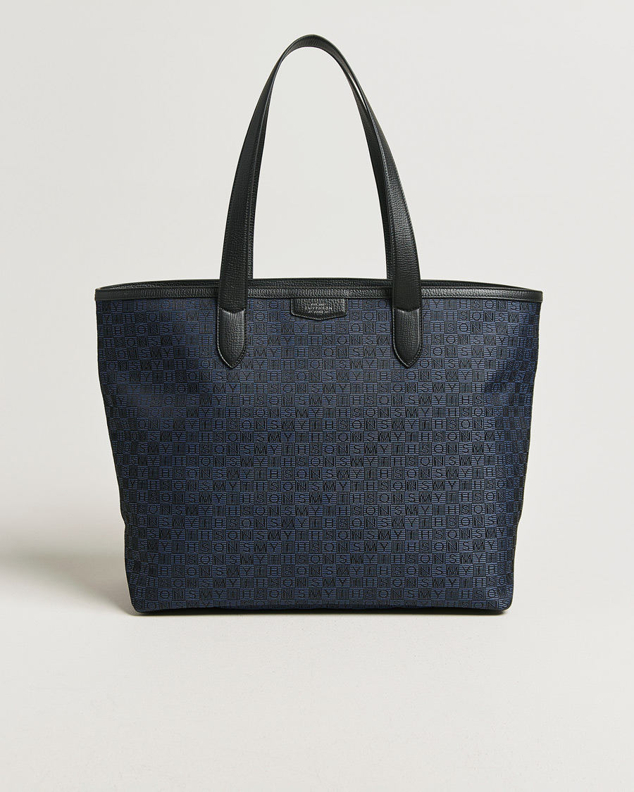Men | Bags | Smythson | Canvas Stamp Tote Navy