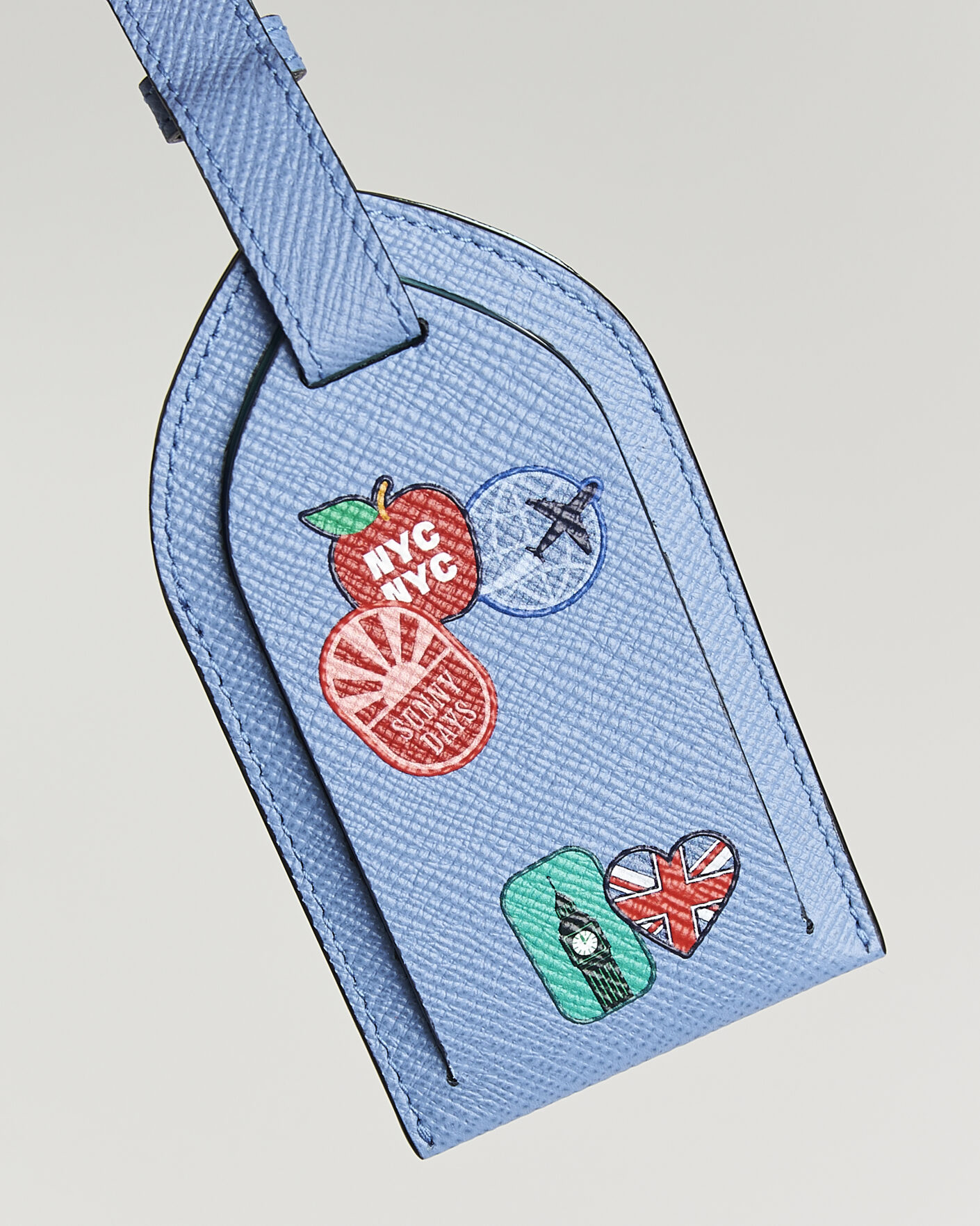 Men | Home | Smythson | Panama Luggage Tag Sticker Nile Blue