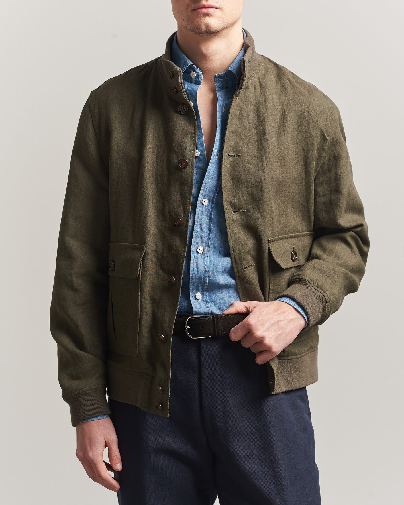 Valstar Size 46 オリーブ色 ジャンパー Valstar Valstarino Linen Jacket Olive at CareOfCarl.com