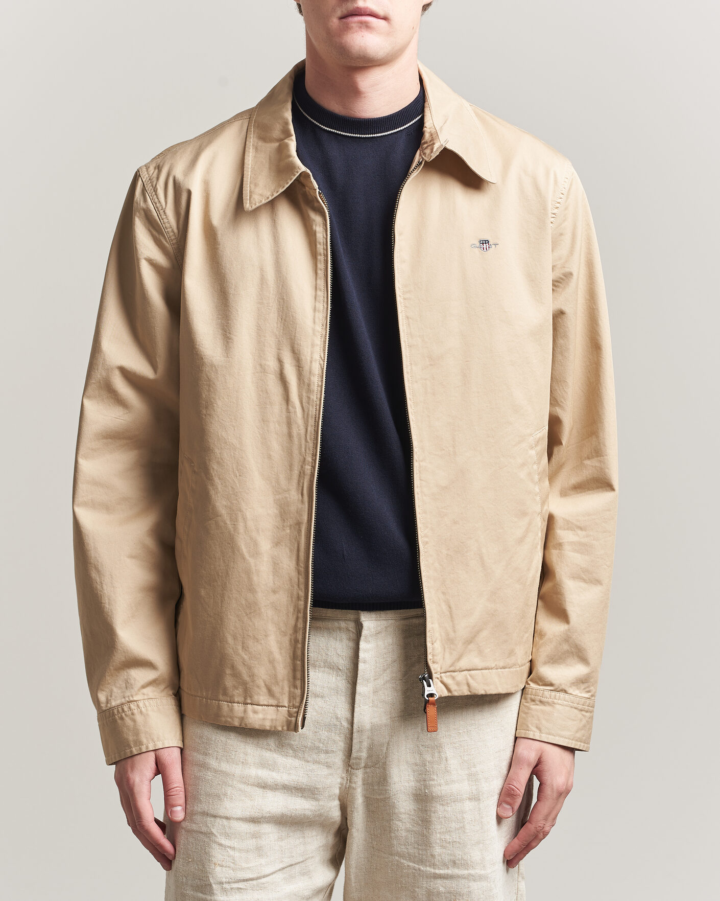 Men | Coats & Jackets | GANT | Cotton Windcheater Jacket Oat Beige
