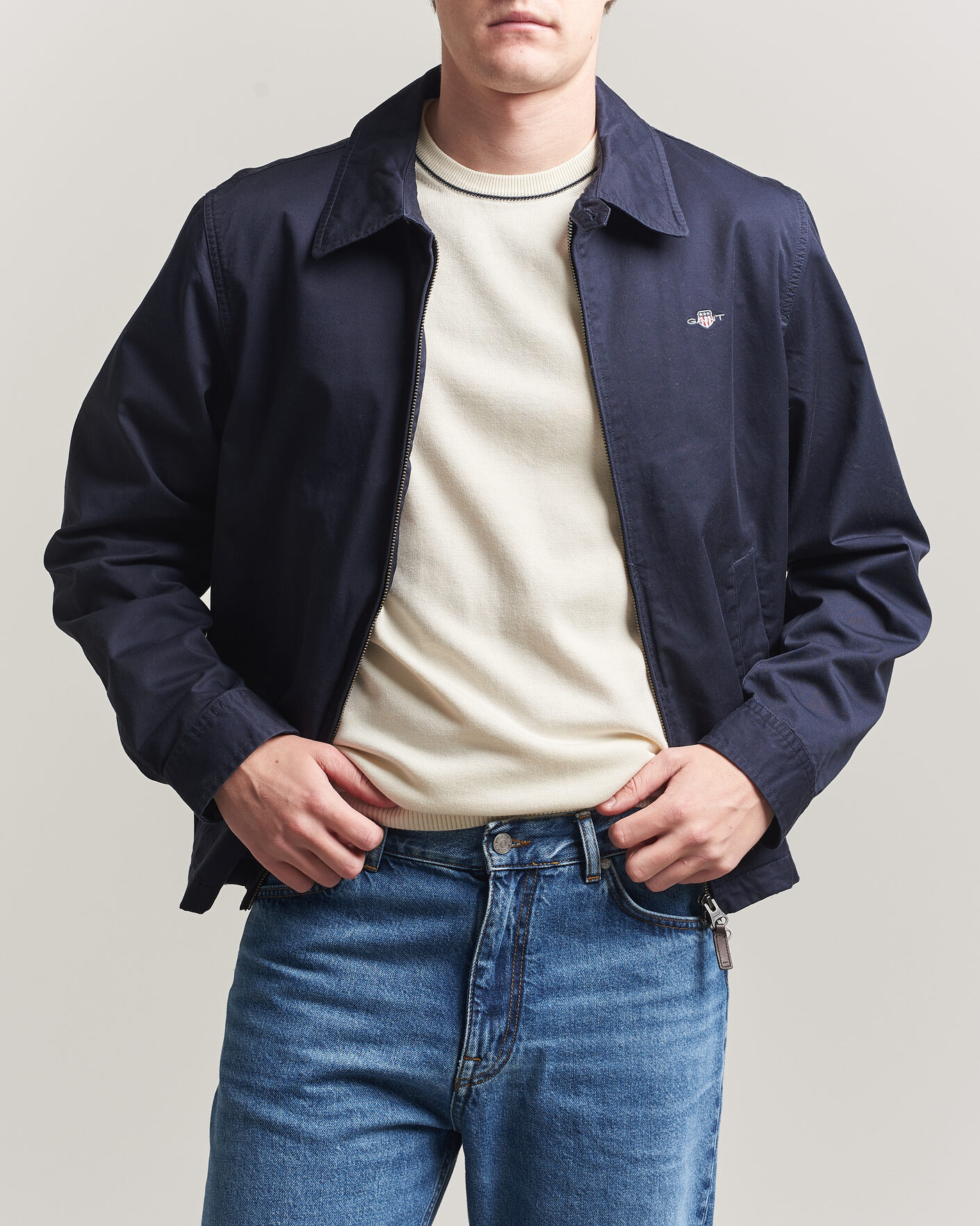 Men | Coats & Jackets | GANT | Cotton Windcheater Jacket Evening Blue