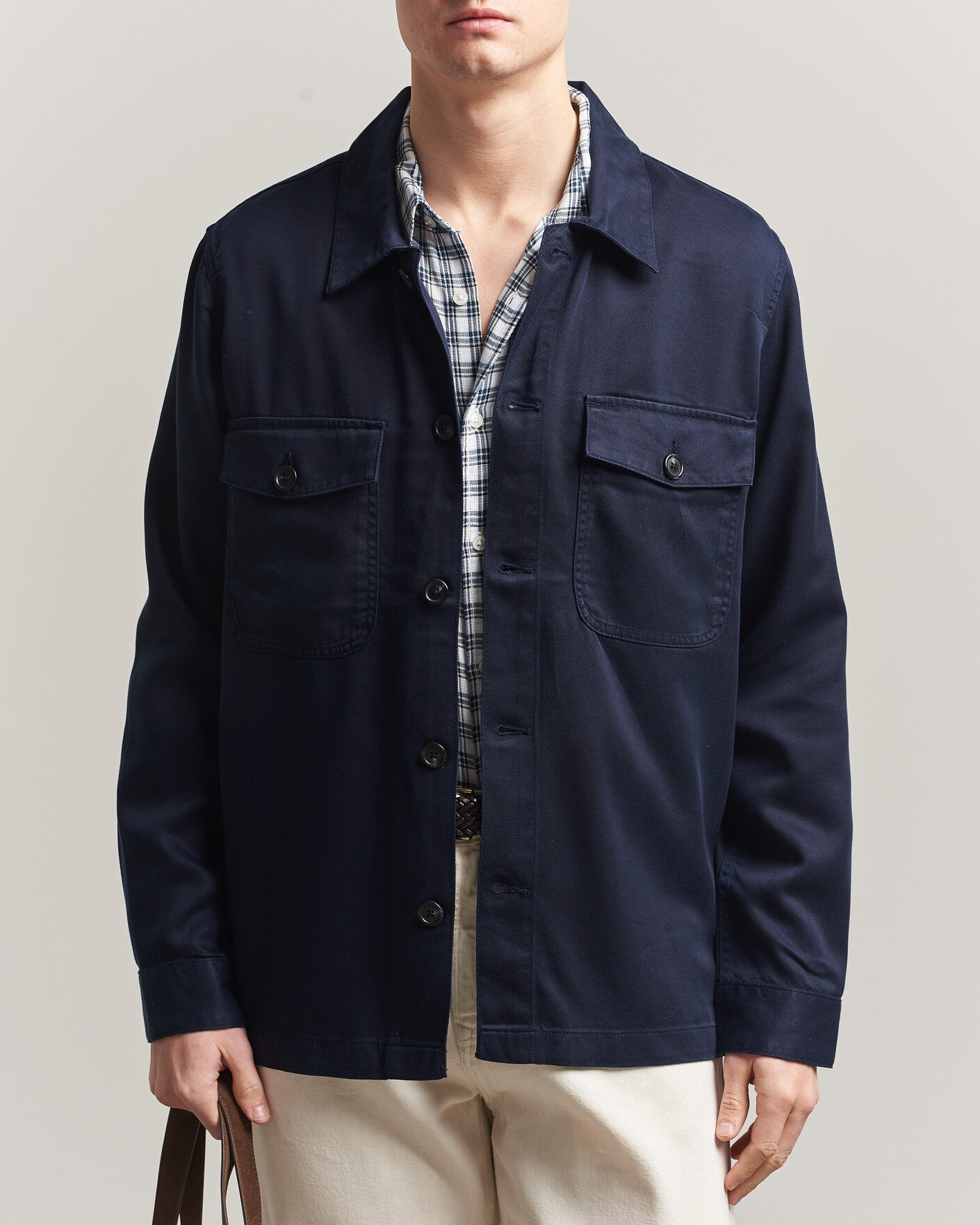Men | Shirts | Gant | Regular Fit Lyocell Overshirt Evening Blue