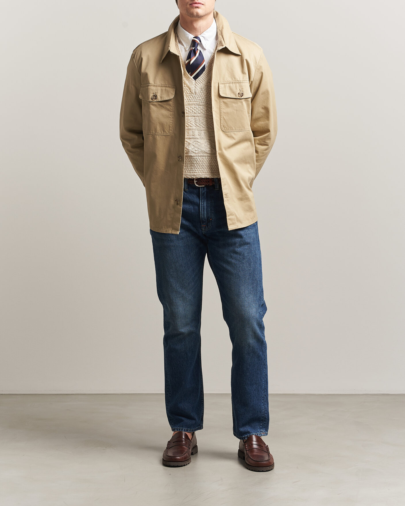 Men | Shirts | GANT | Regular Fit Cotton Twill Overshirt Woody Beige
