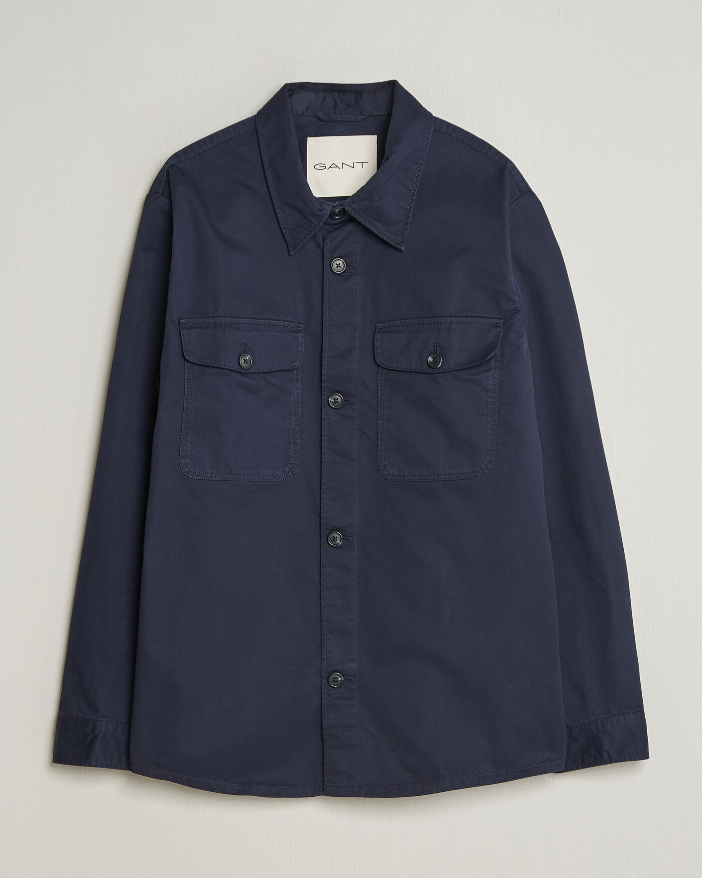 Men | Shirts | GANT | Regular Fit Cotton Twill Overshirt Evening Blue