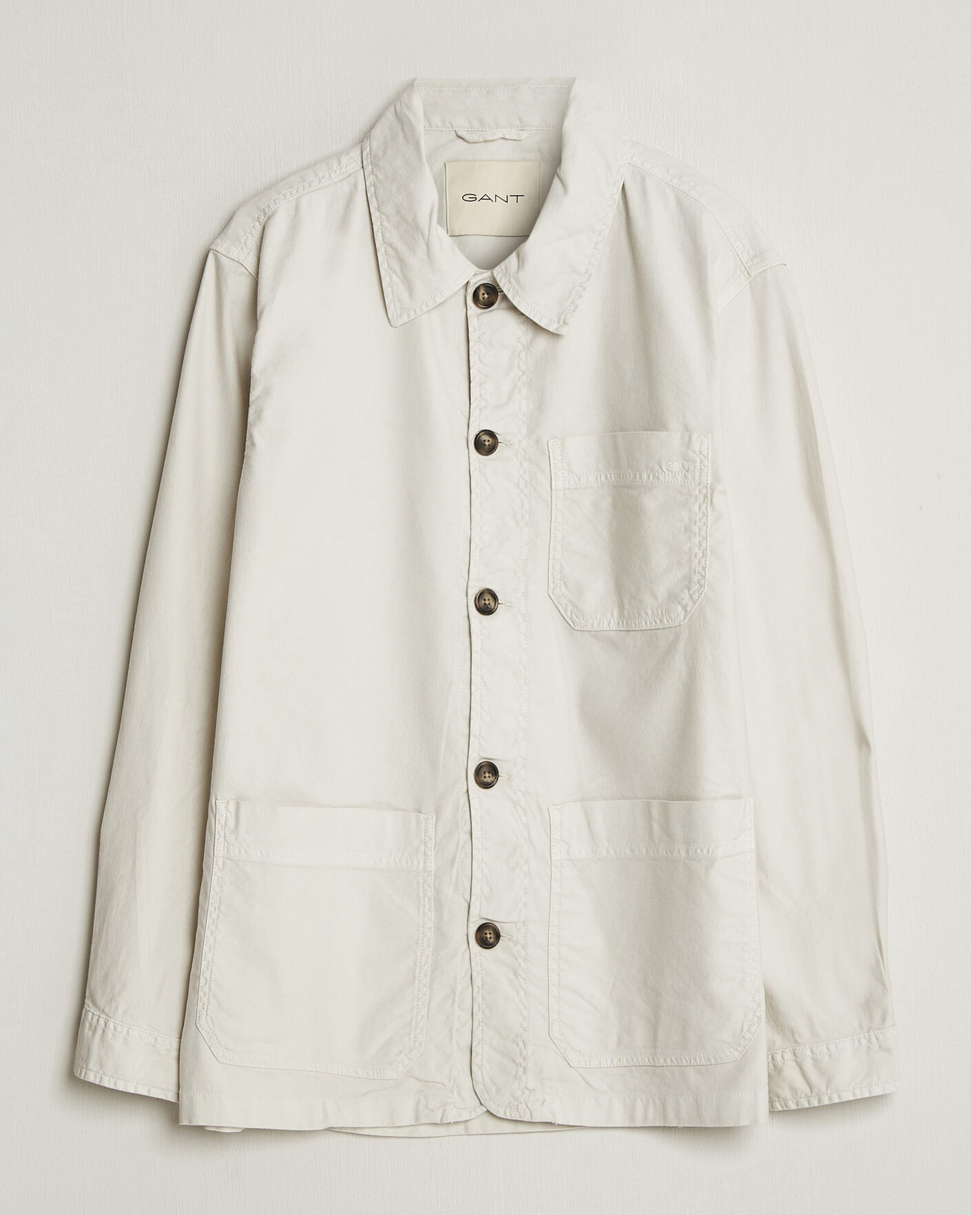 Men | Shirts | GANT | Regular Fit Cotton/Linen Overshirt Sand