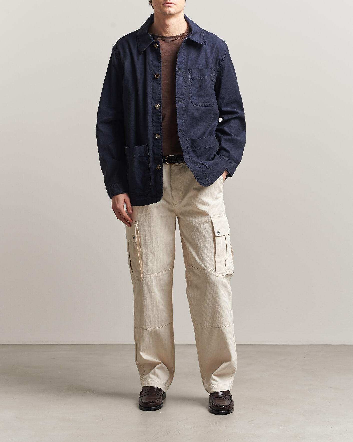 Men | Shirts | GANT | Regular Fit Cotton/Linen Overshirt Evening Blue