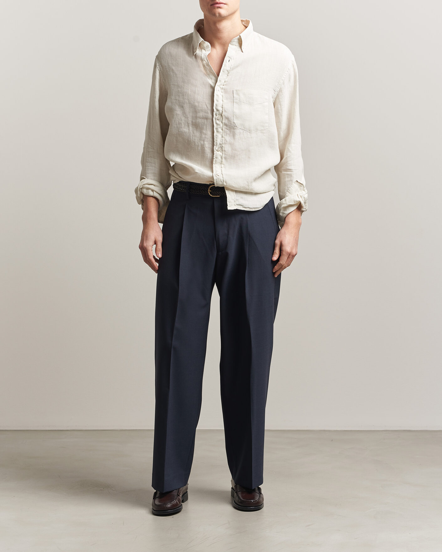 Men | Shirts | Gant | Regular Fit Garment Dyed Linen Shirt Sand