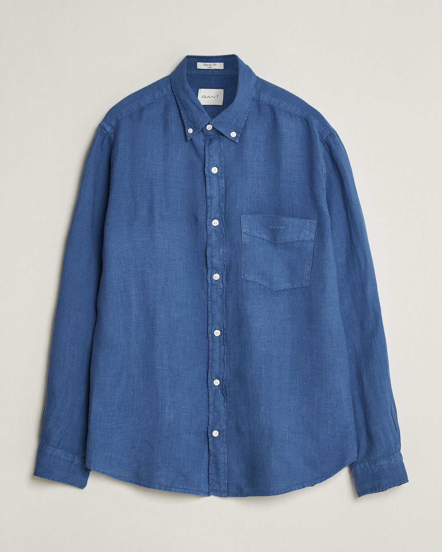 Men | Shirts | Gant | Regular Fit Garment Dyed Linen Shirt Vintage Blue