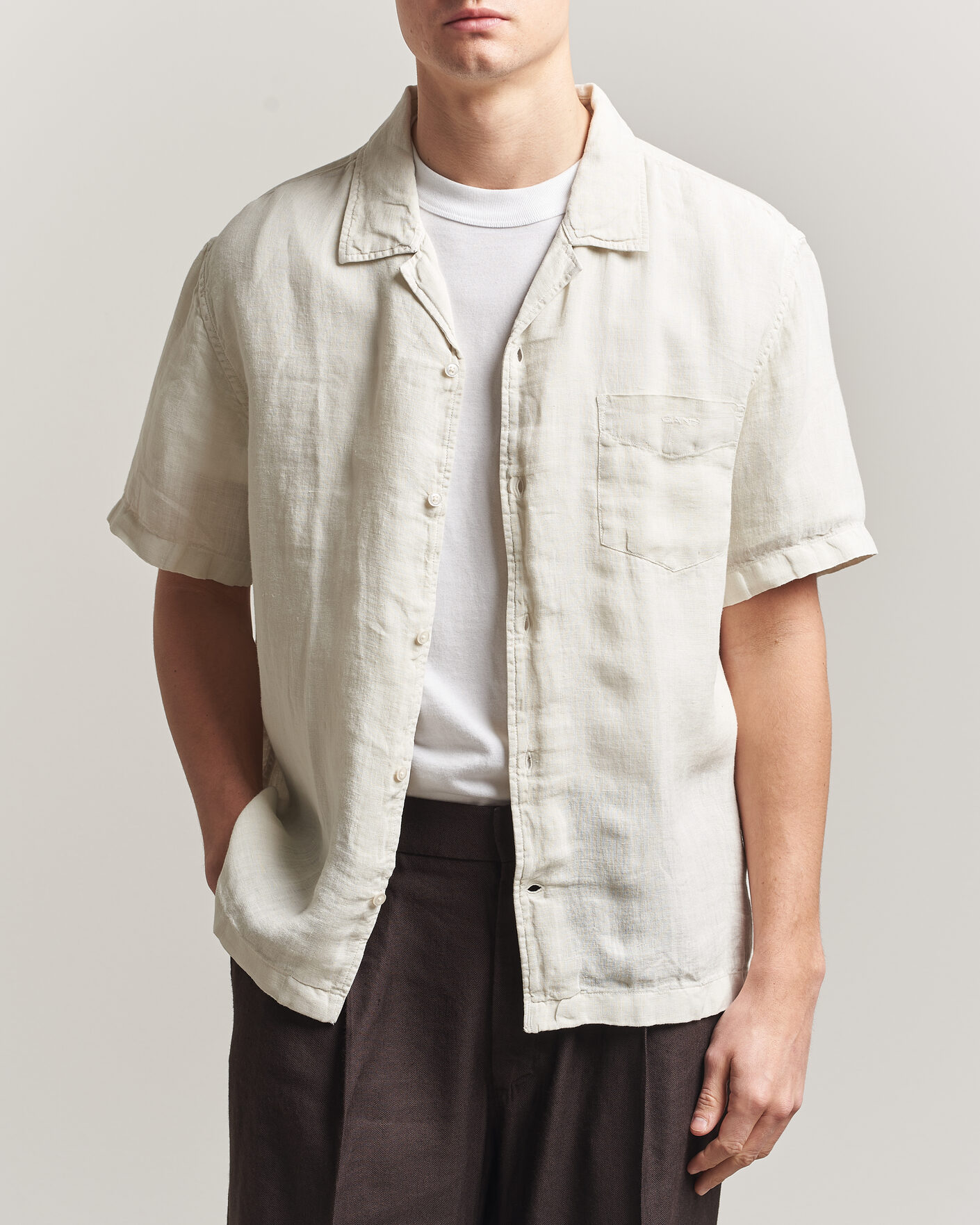 Men | Shirts | Gant | Regular Fit Garment Dyed Camp Shirrt Sand