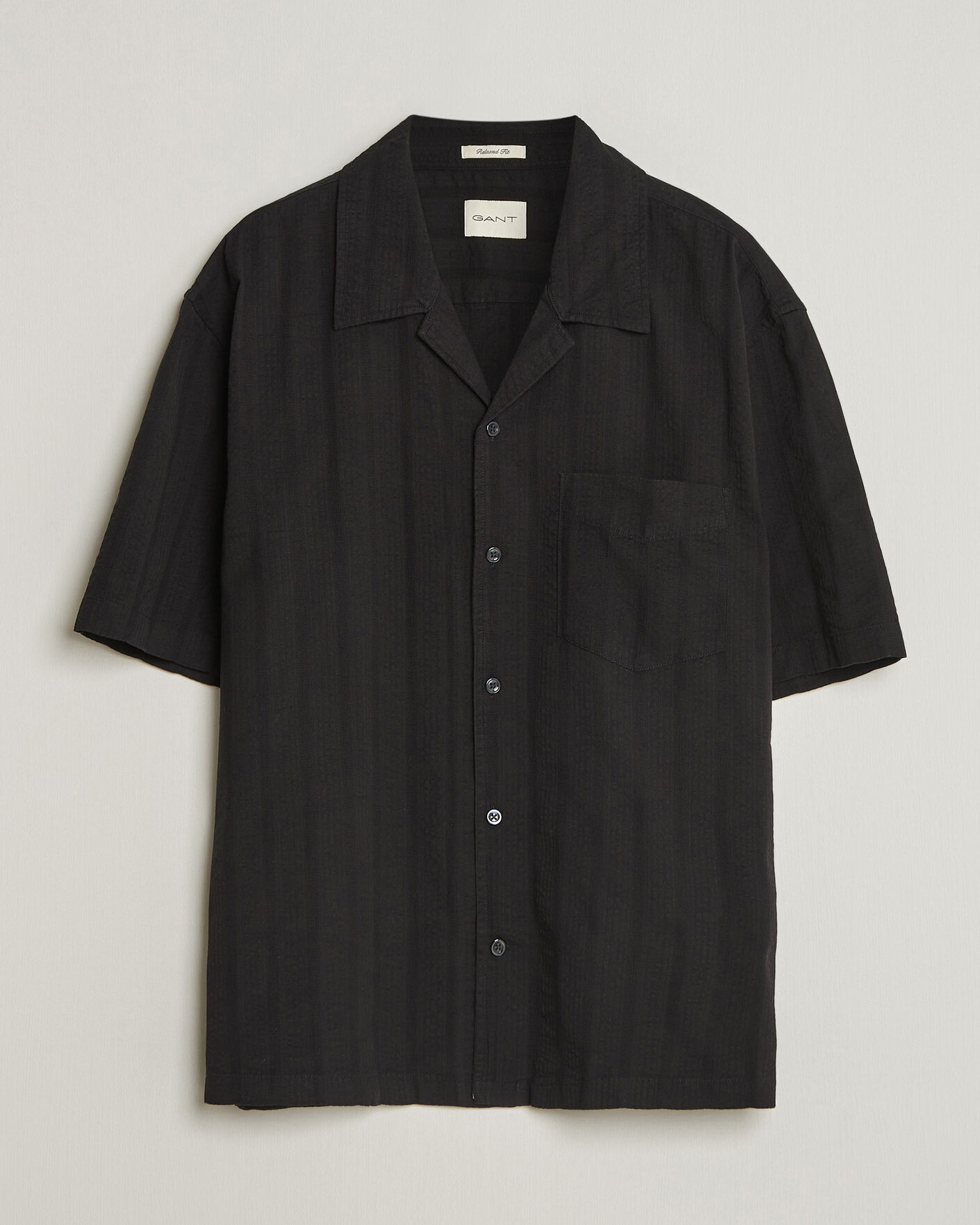 Men | Shirts | Gant | Relaxed Fit Dobby Striped Camp Shirt Black