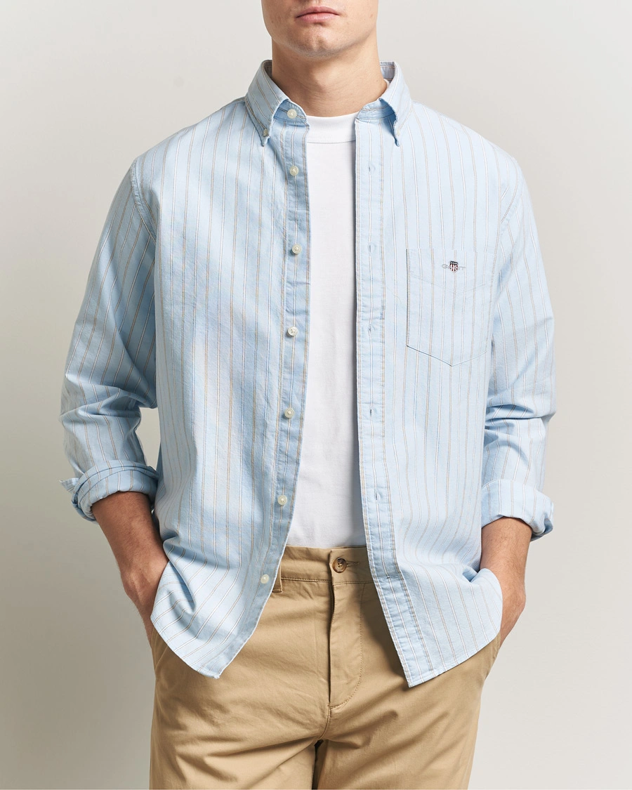 Men | Shirts | GANT | Regluar Fit Clsasic Oxford Striped Shirt Sky Blue