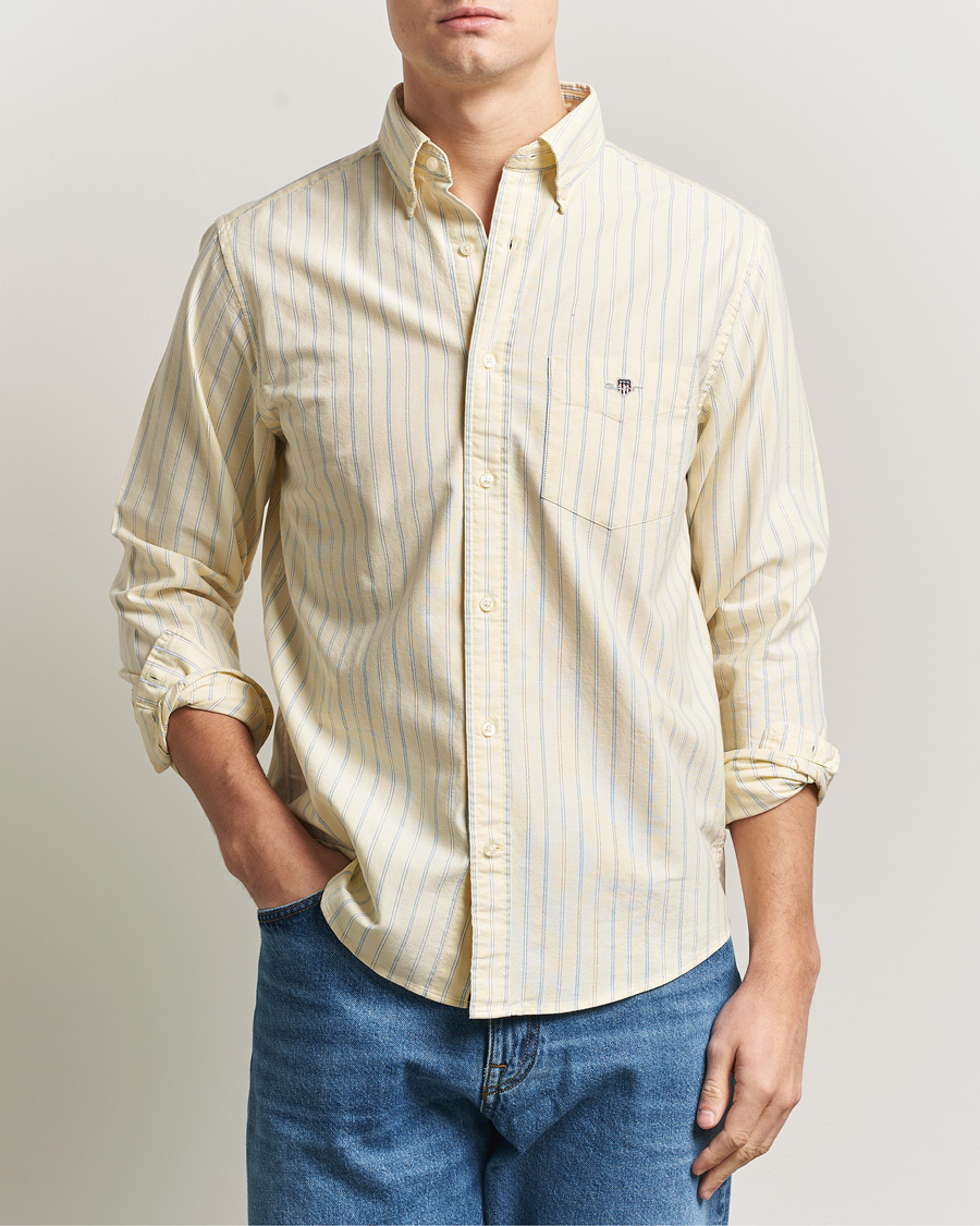 Men | Shirts | GANT | Regluar Fit Classic Oxford Striped Shirt Light Mustard Yellow