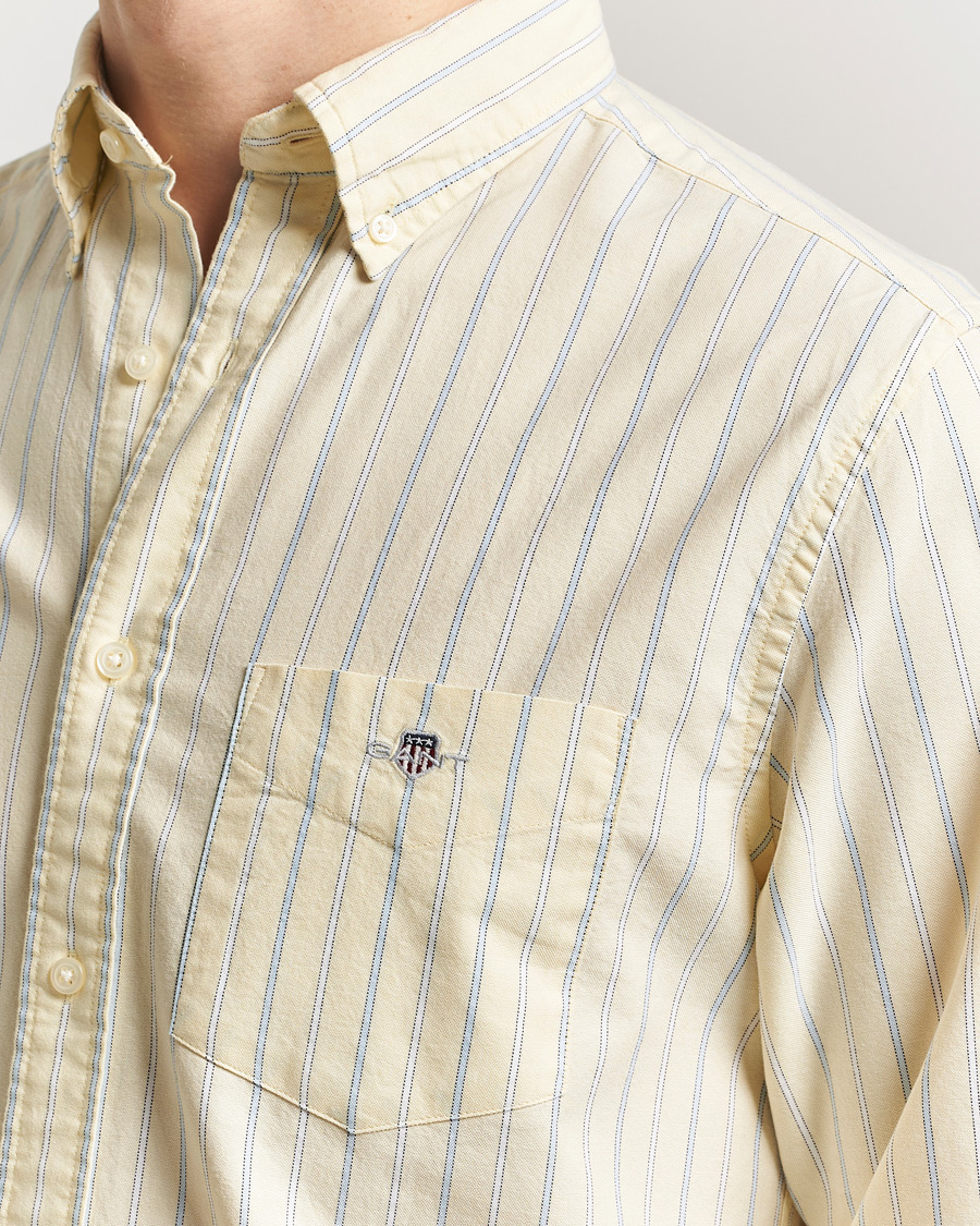 Men | Shirts | GANT | Regluar Fit Classic Oxford Striped Shirt Light Mustard Yellow