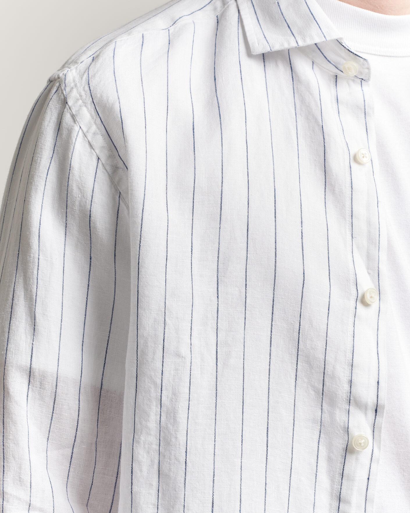 Men | Shirts | GANT | Regular Fit Linen Striped Shirt White