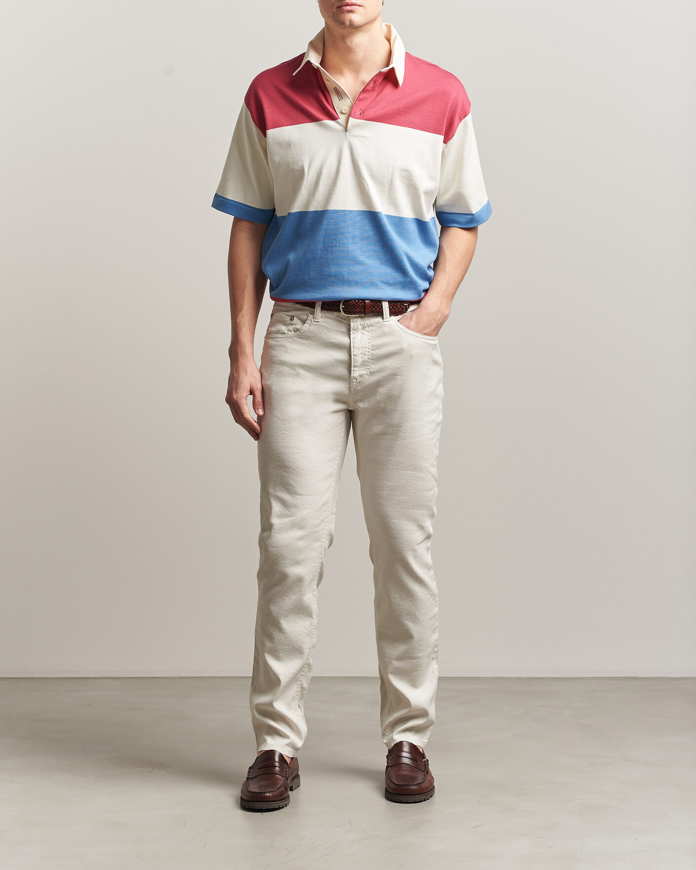 Men | Trousers | Gant | Slim Fit Cotton/Linen 5-Pocket Pants Sand