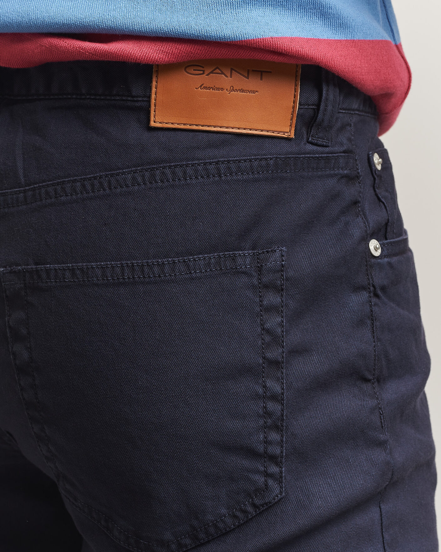Men | Trousers | Gant | Slim Fit Cotton/Linen 5-Pocket Pants Evening Blue