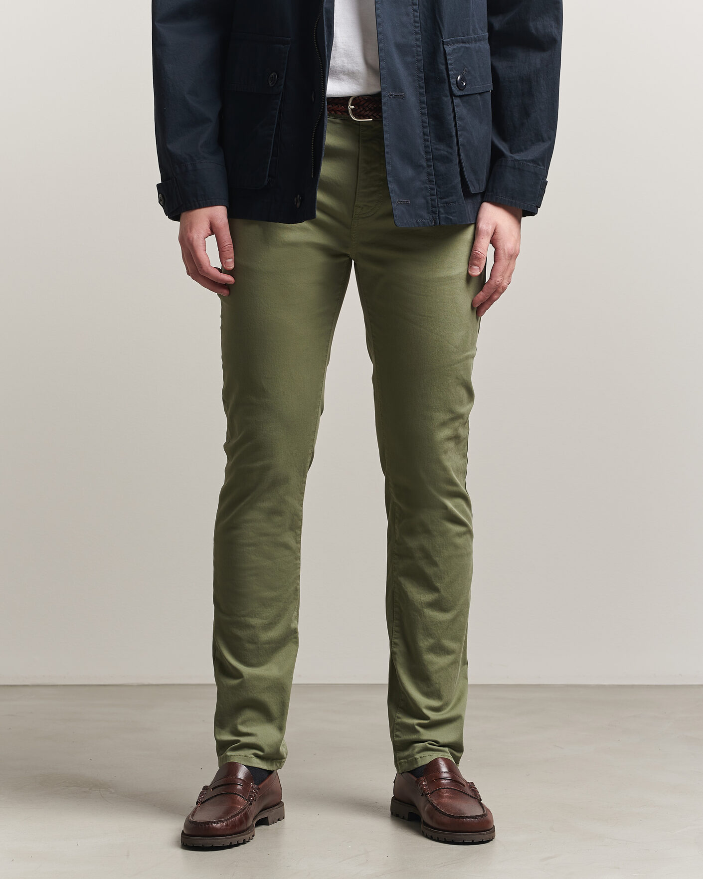Men | Trousers | Gant | Slim Fit Desert 5-Pocket Pants Dry Herb Green