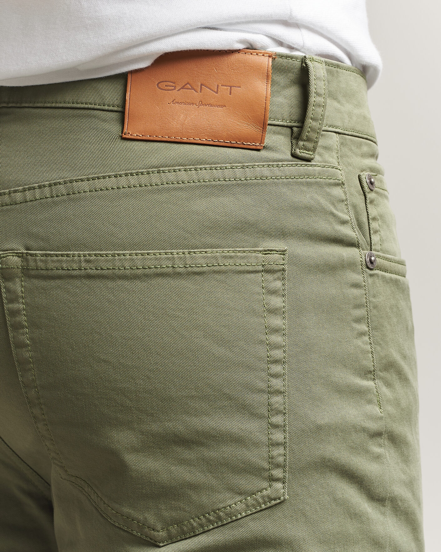 Men | Trousers | Gant | Slim Fit Desert 5-Pocket Pants Dry Herb Green