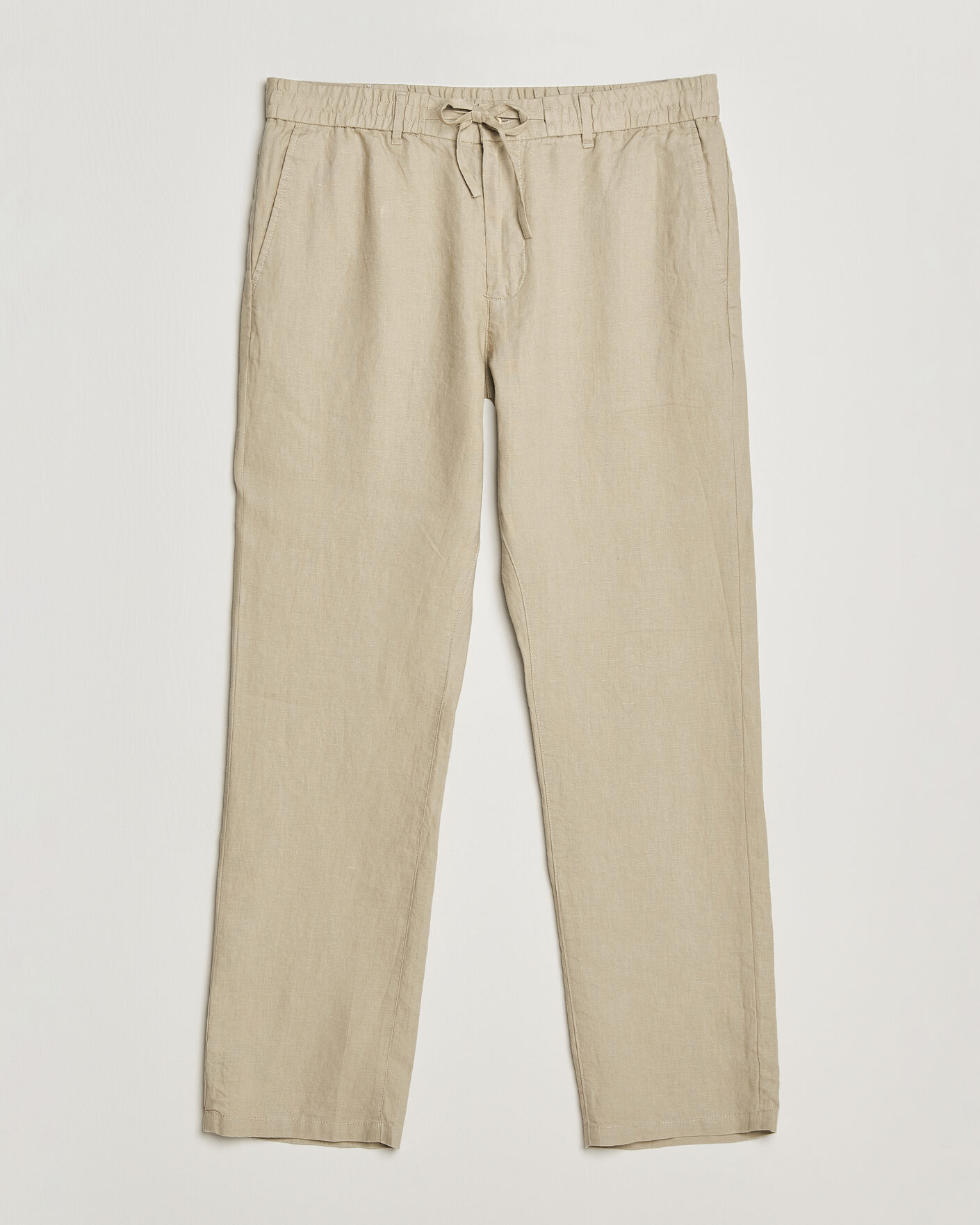 Men | Trousers | GANT | Regular Fit Linen Drawstring Pants Oat Beige