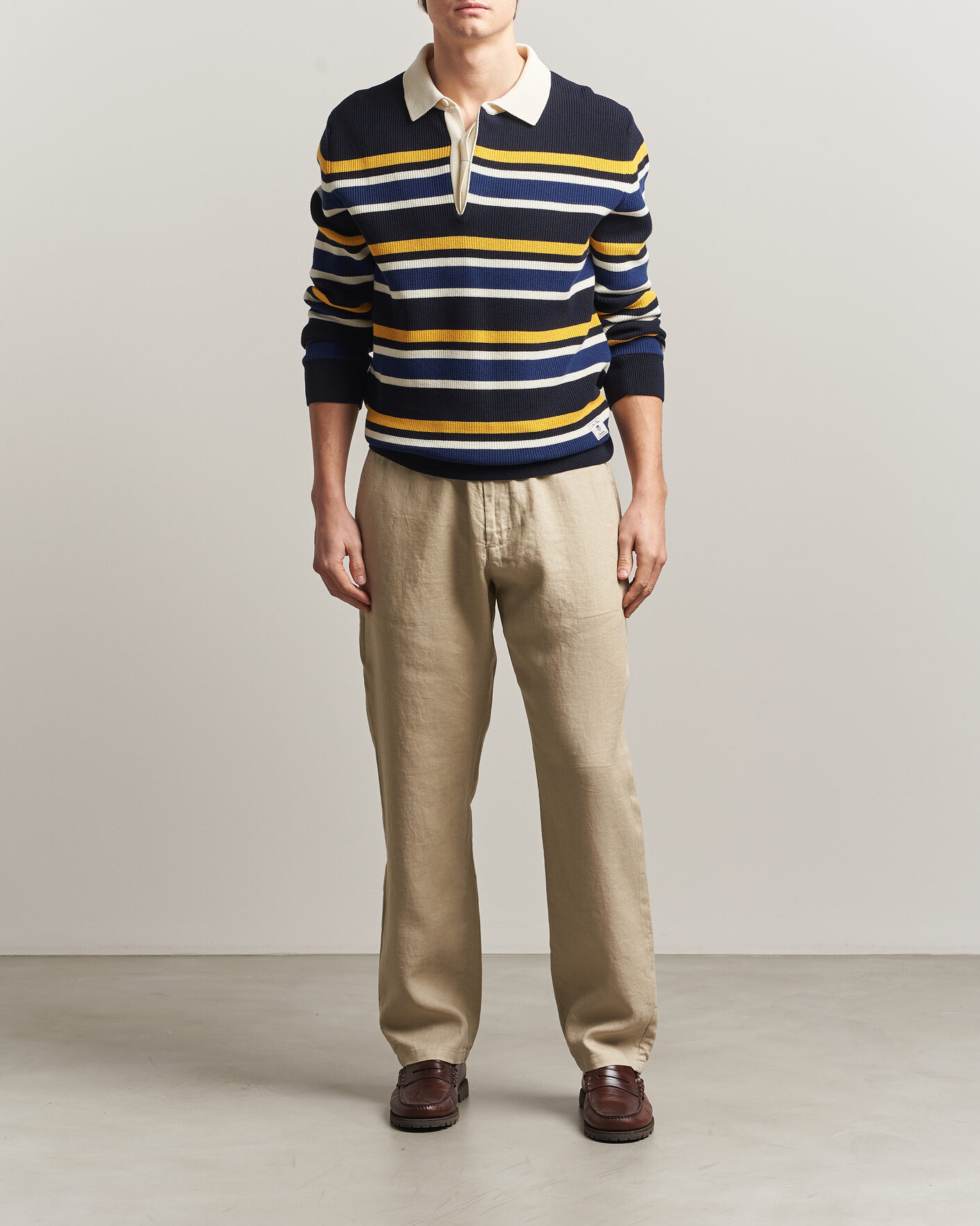 Men | Trousers | Gant | Regular Fit Linen Drawstring Pants Oat Beige