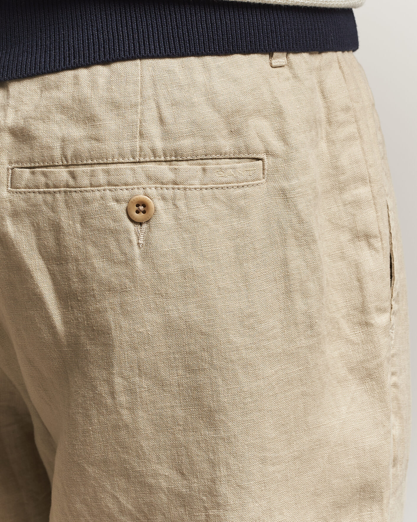 Men | Trousers | Gant | Regular Fit Linen Drawstring Pants Oat Beige