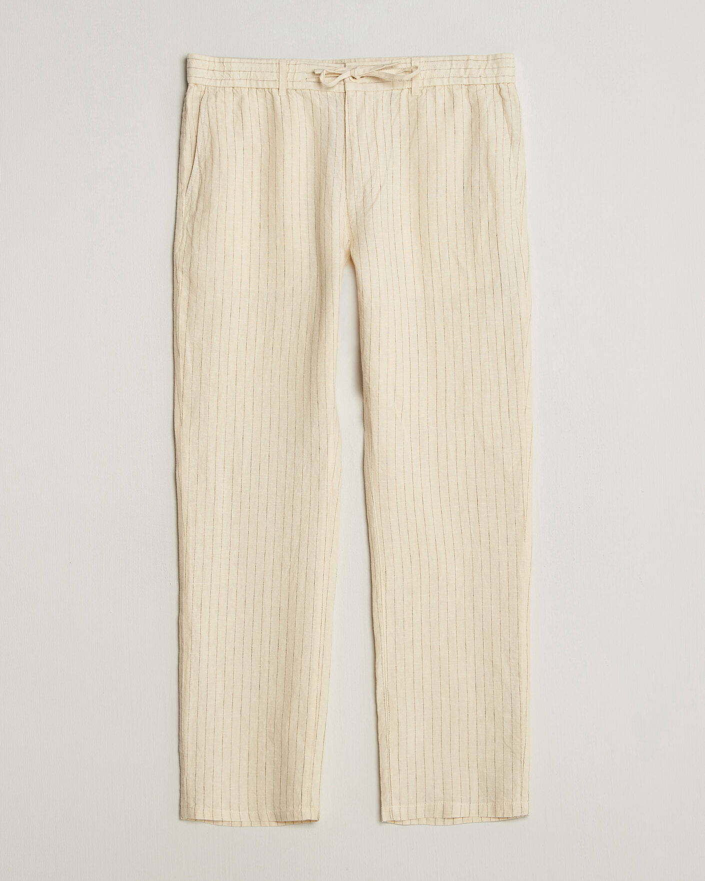 Men | Trousers | Gant | Regular Fit Striped Linen Drawstring Pants Faded Beige