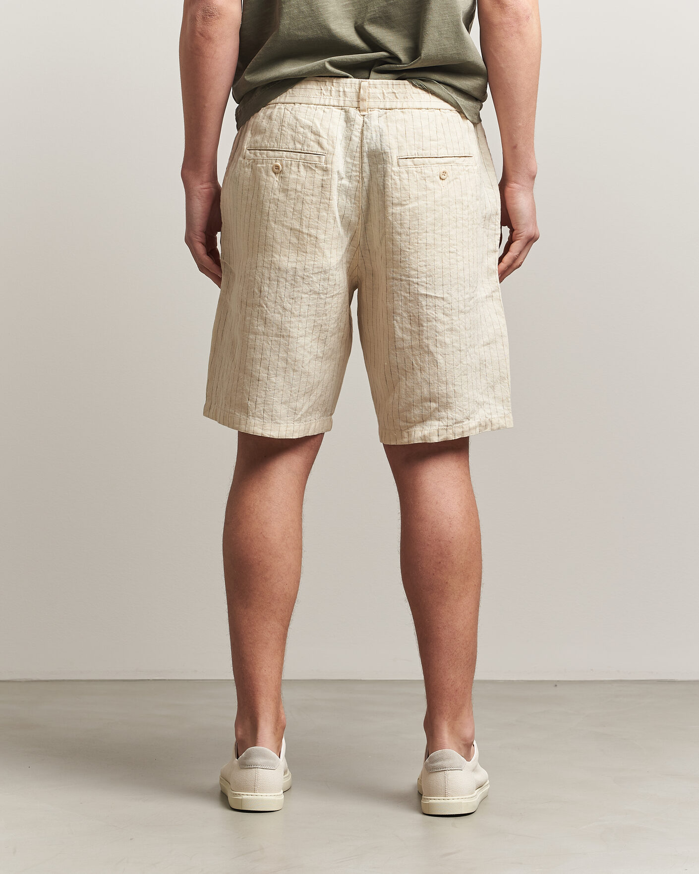 Men | Shorts | Gant | Regular Fit Striped Linen Drawstring Shorts Faded Beige