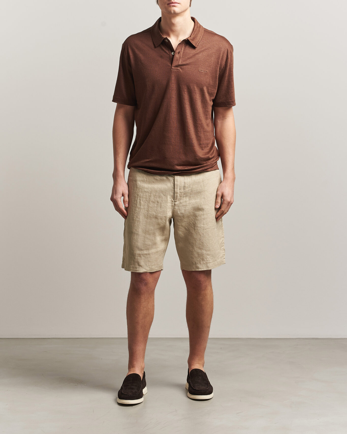 Men | Shorts | GANT | Regular Fit Linen Drawstring Shorts Oat Beige