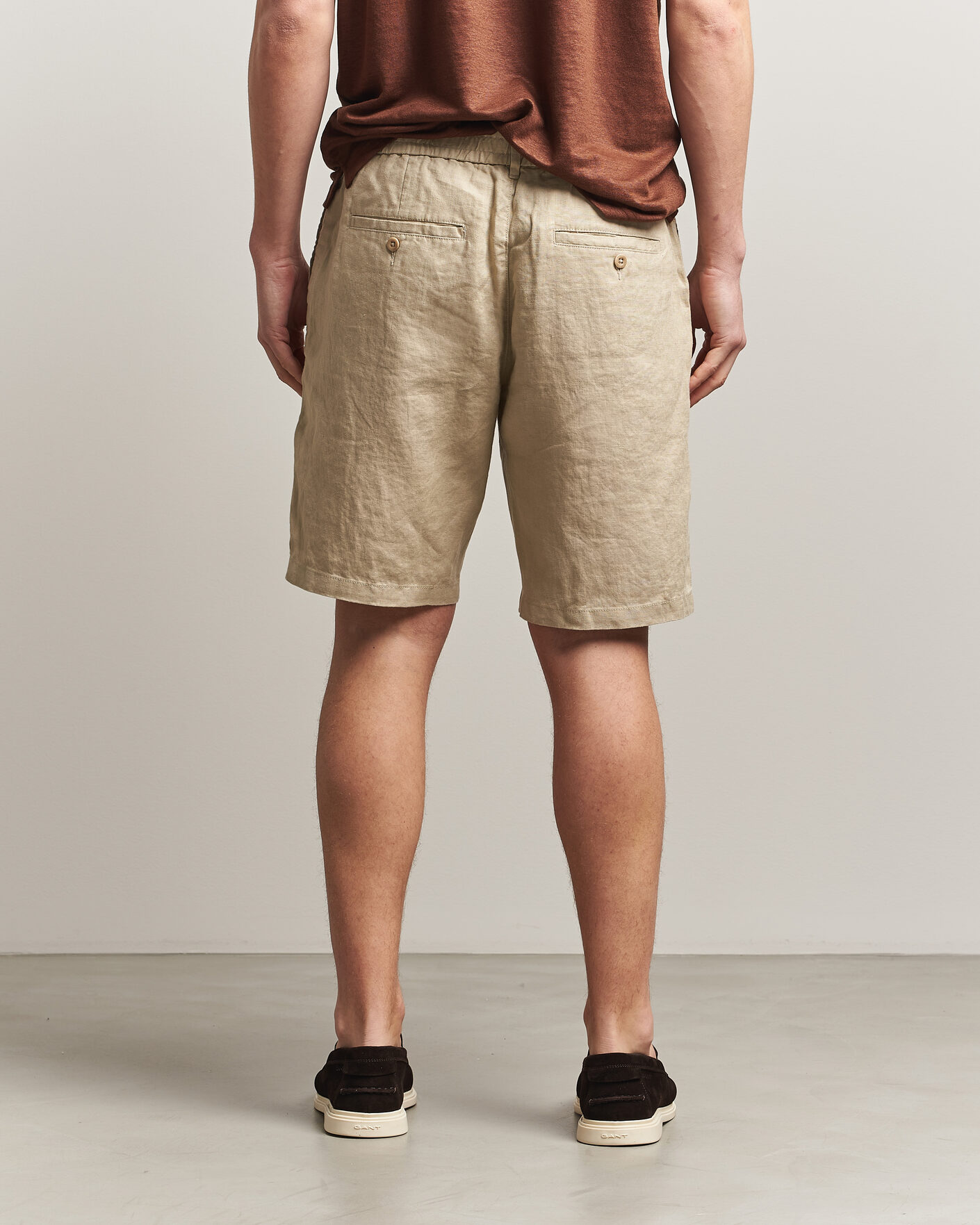 Men | Shorts | GANT | Regular Fit Linen Drawstring Shorts Oat Beige