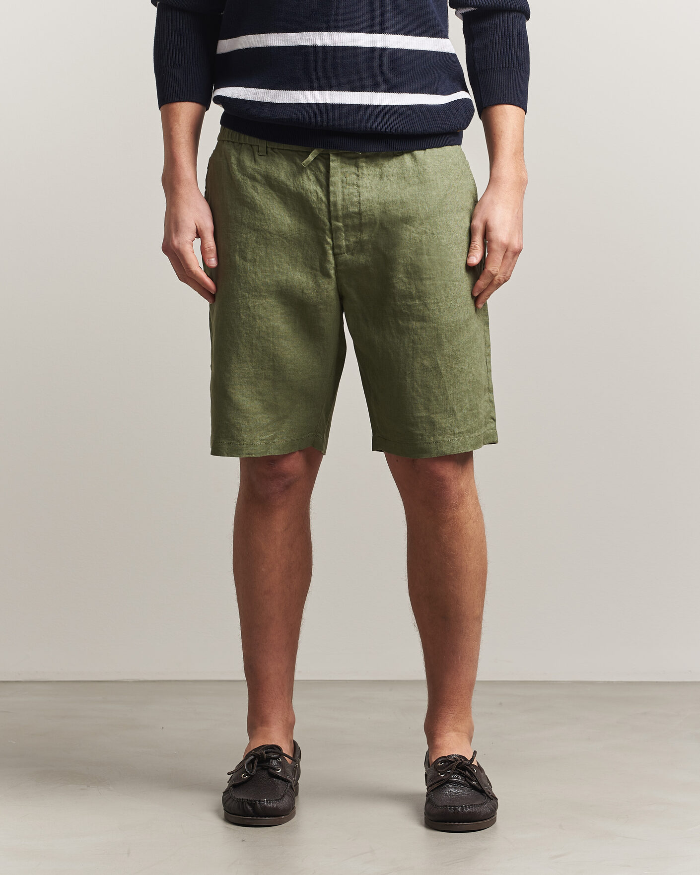 Men | Shorts | Gant | Regular Fit Linen Drawstring Shorts Dry Herb Green
