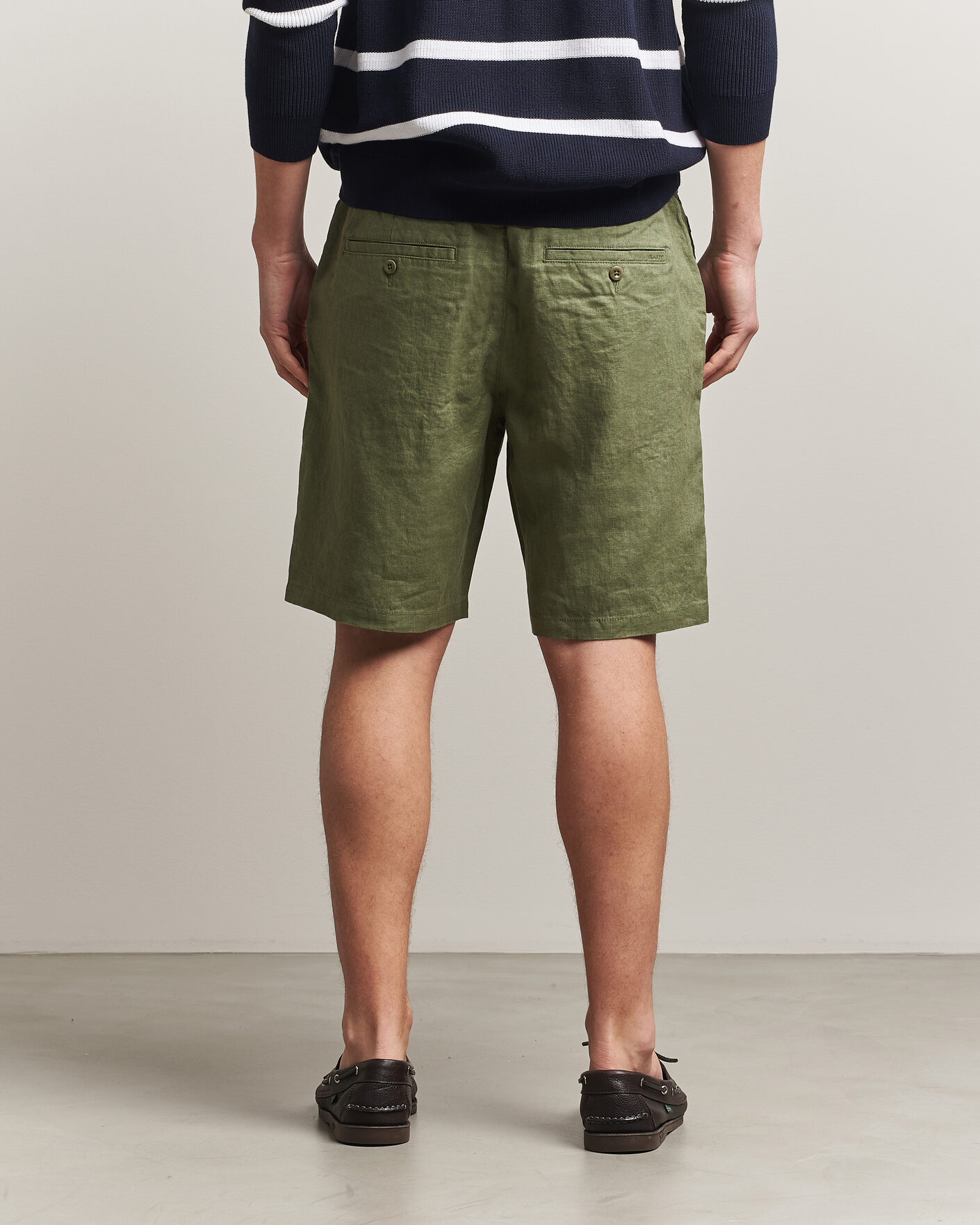 Men | Shorts | Gant | Regular Fit Linen Drawstring Shorts Dry Herb Green