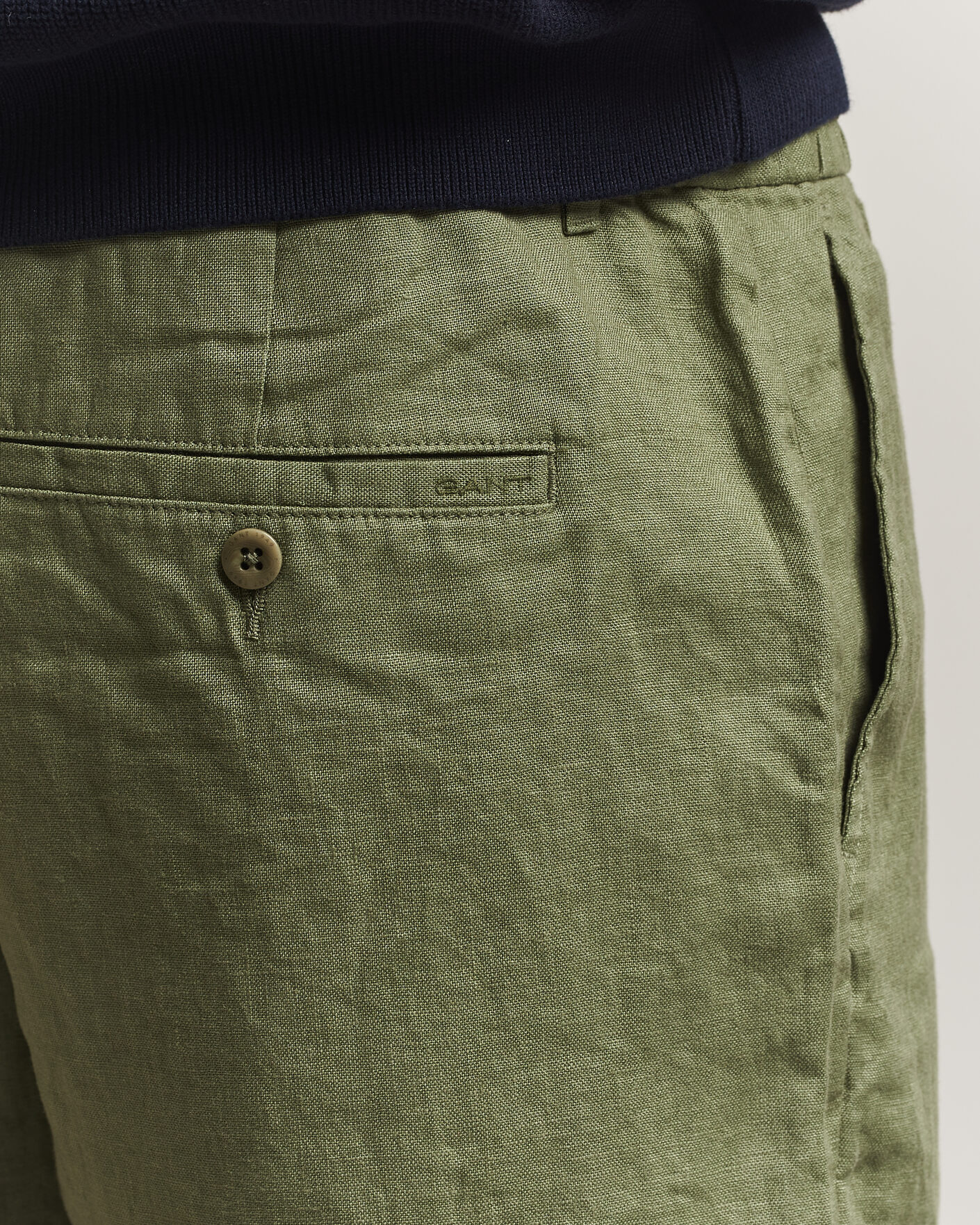 Men | Shorts | Gant | Regular Fit Linen Drawstring Shorts Dry Herb Green