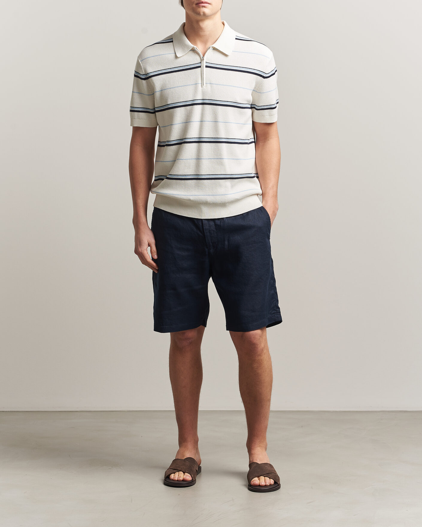 Men | Shorts | GANT | Regular Fit Linen Drawstring Shorts Evening Blue