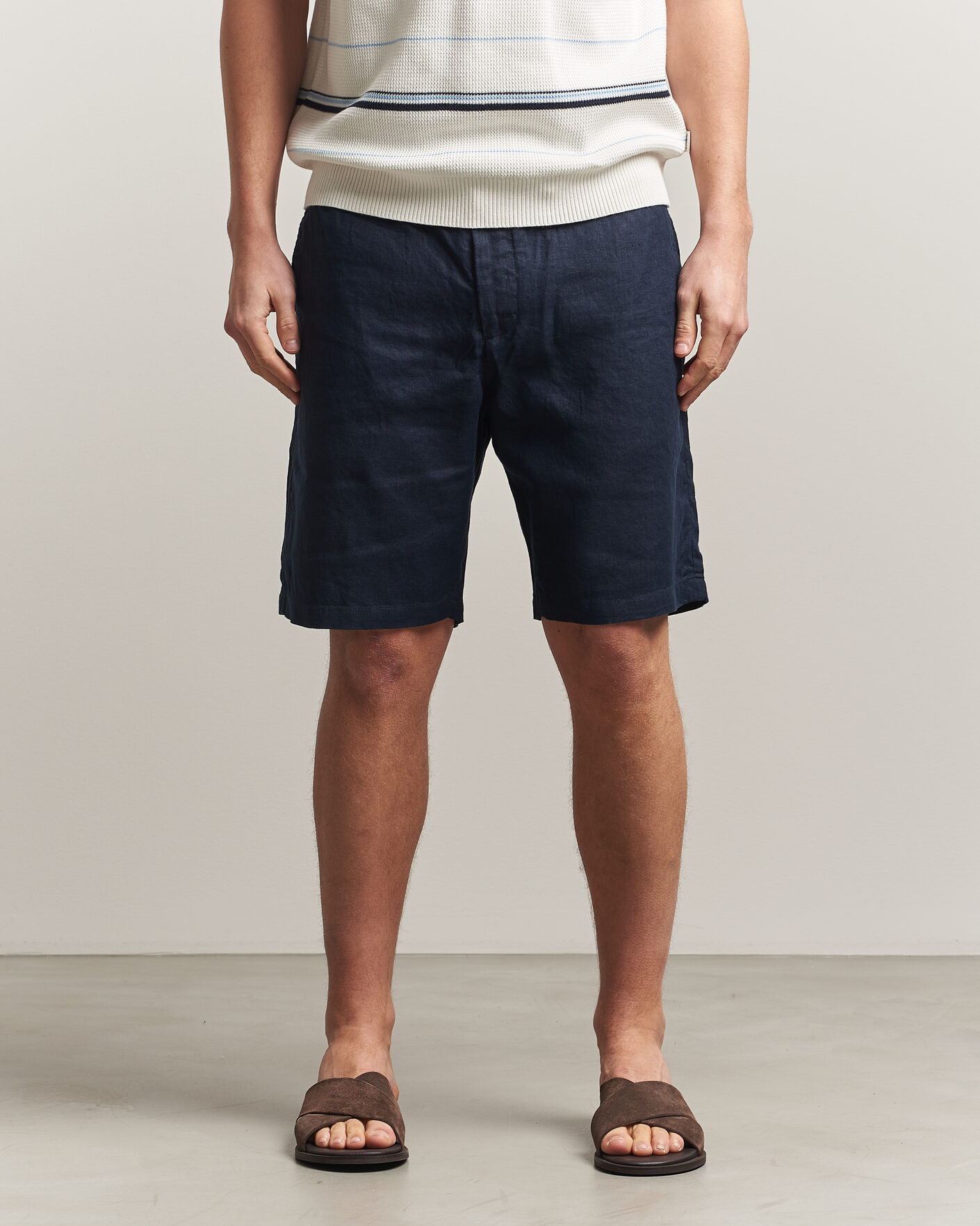 Men | Shorts | Gant | Regular Fit Linen Drawstring Shorts Evening Blue
